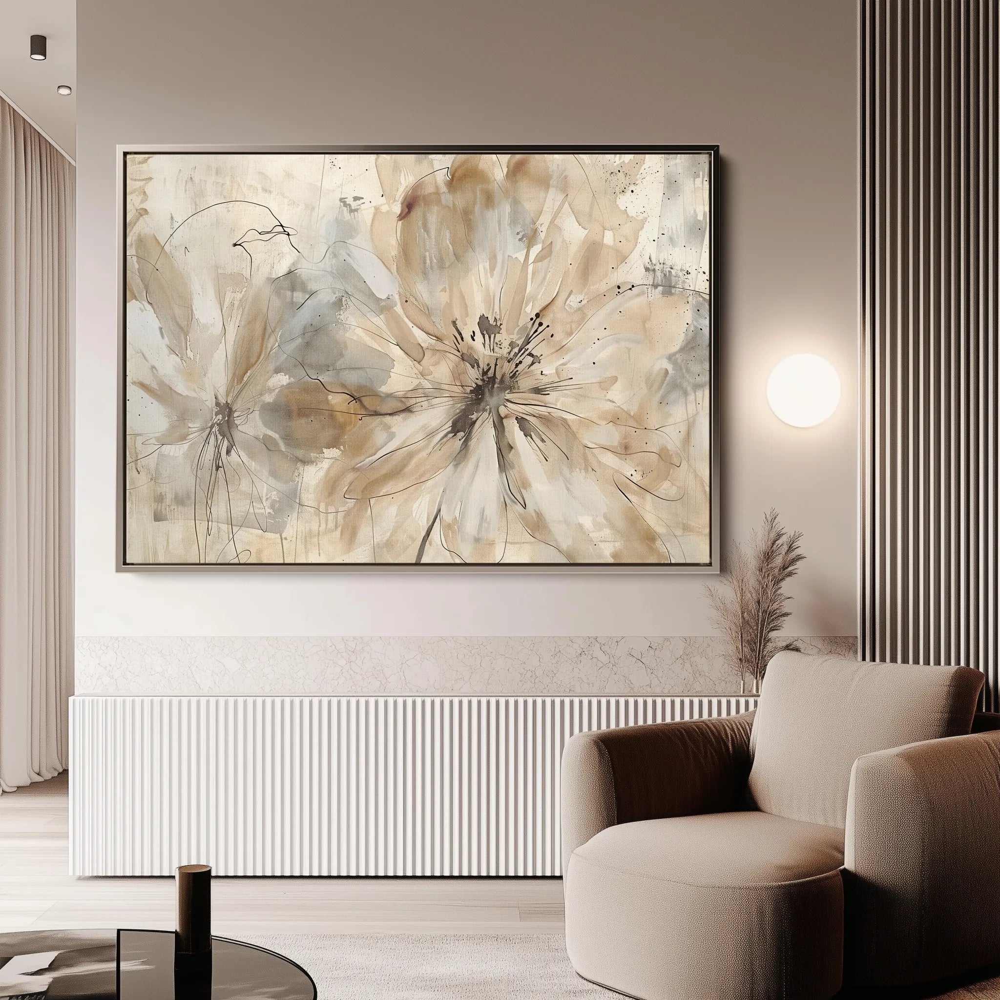 Floral 563 Canvas Art 60 x 40 cm / Black