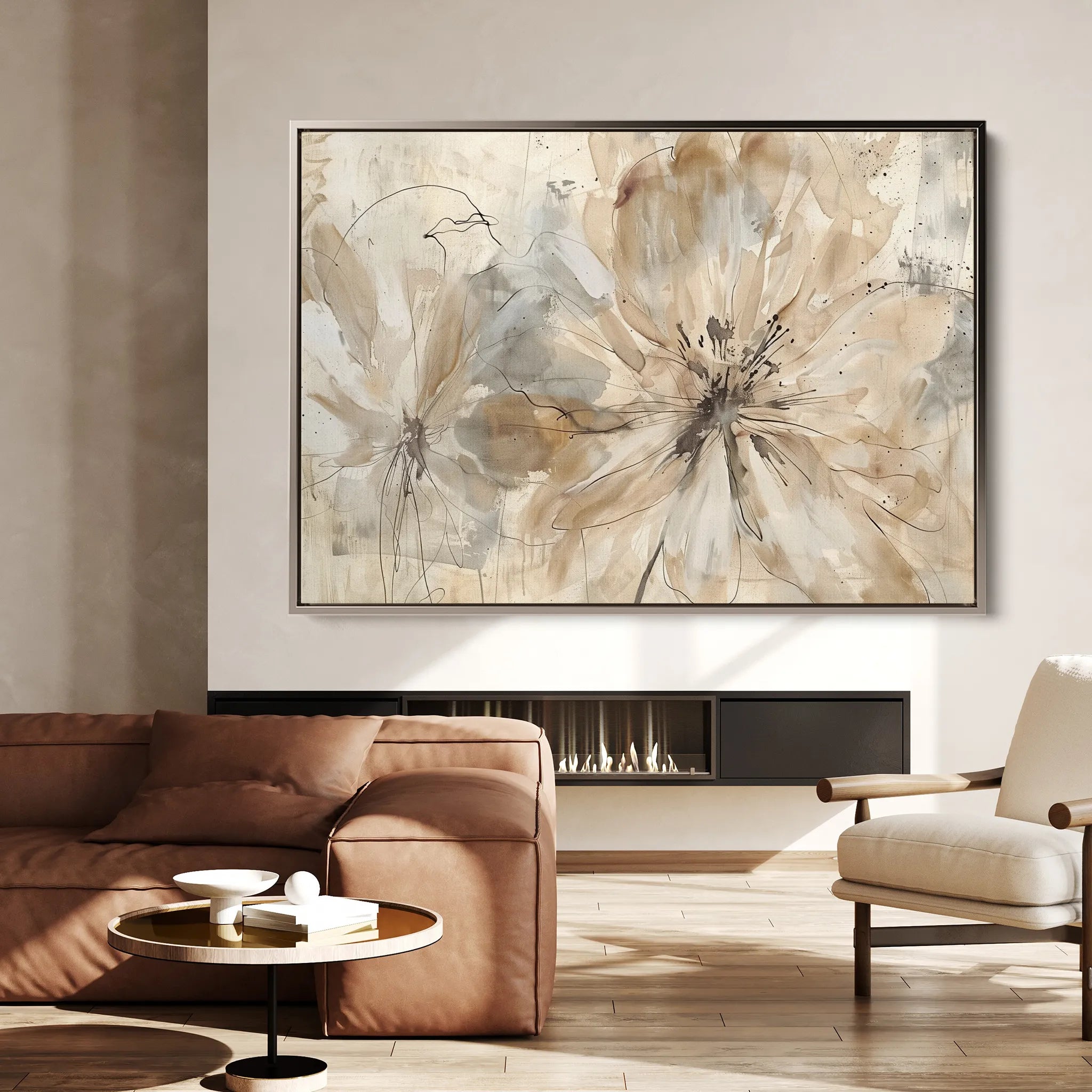 Floral 563 Canvas Art 60 x 40 cm / Black
