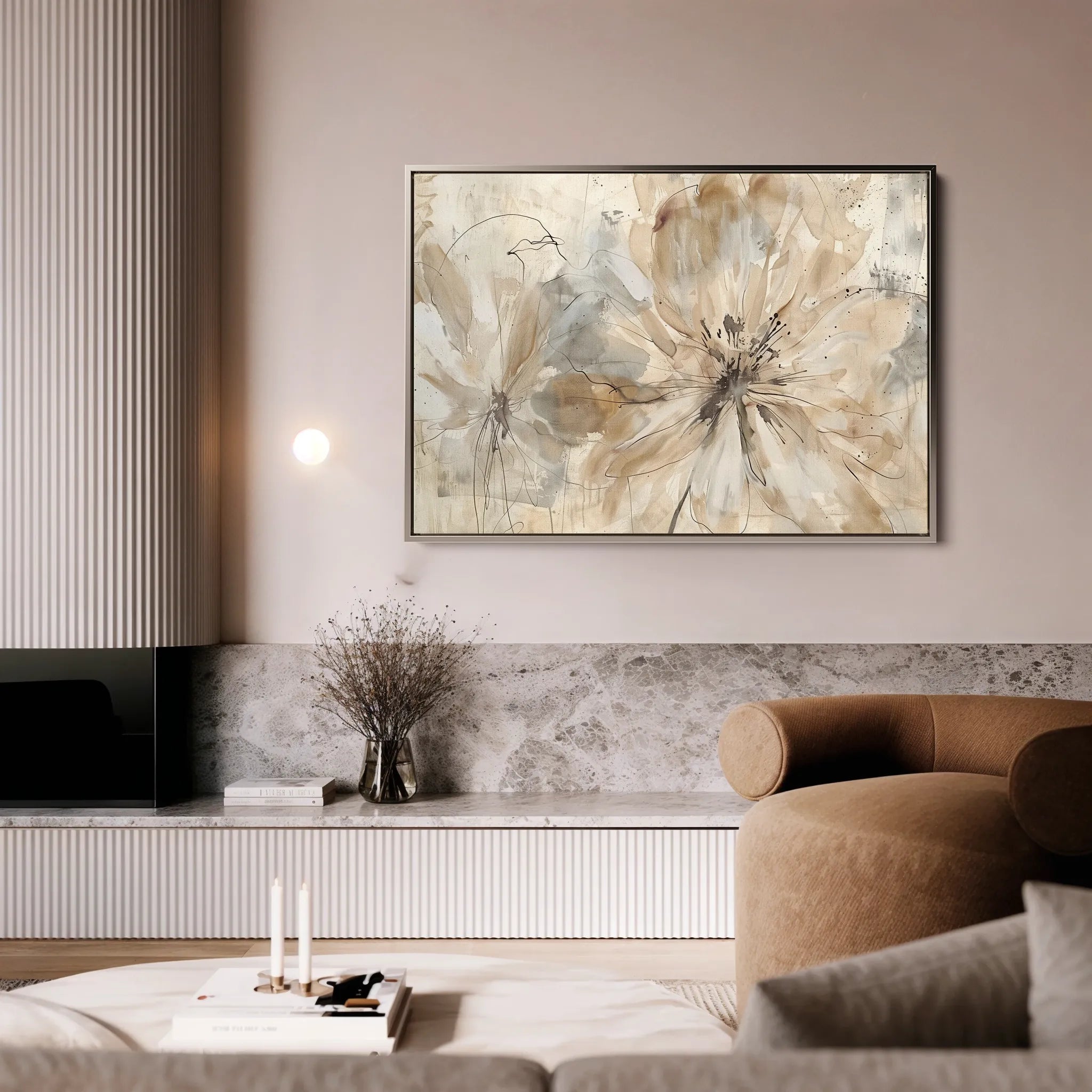 Floral 563 Canvas Art 60 x 40 cm / Black