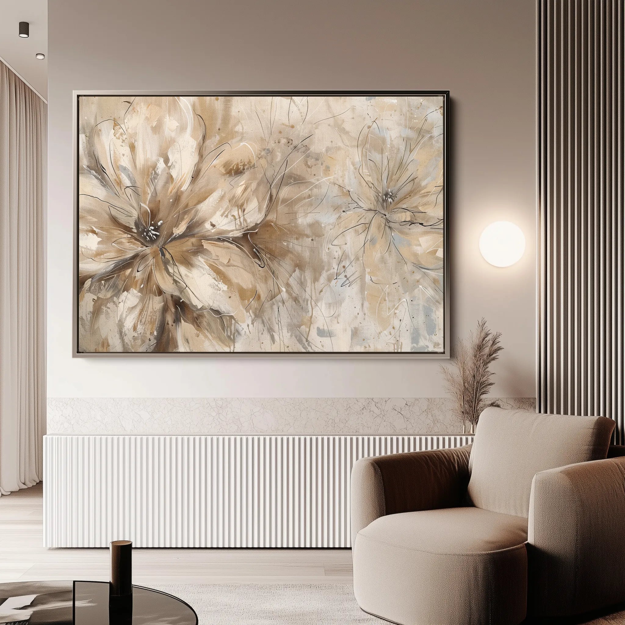 Floral 564 Canvas Art 60 x 40 cm / Black