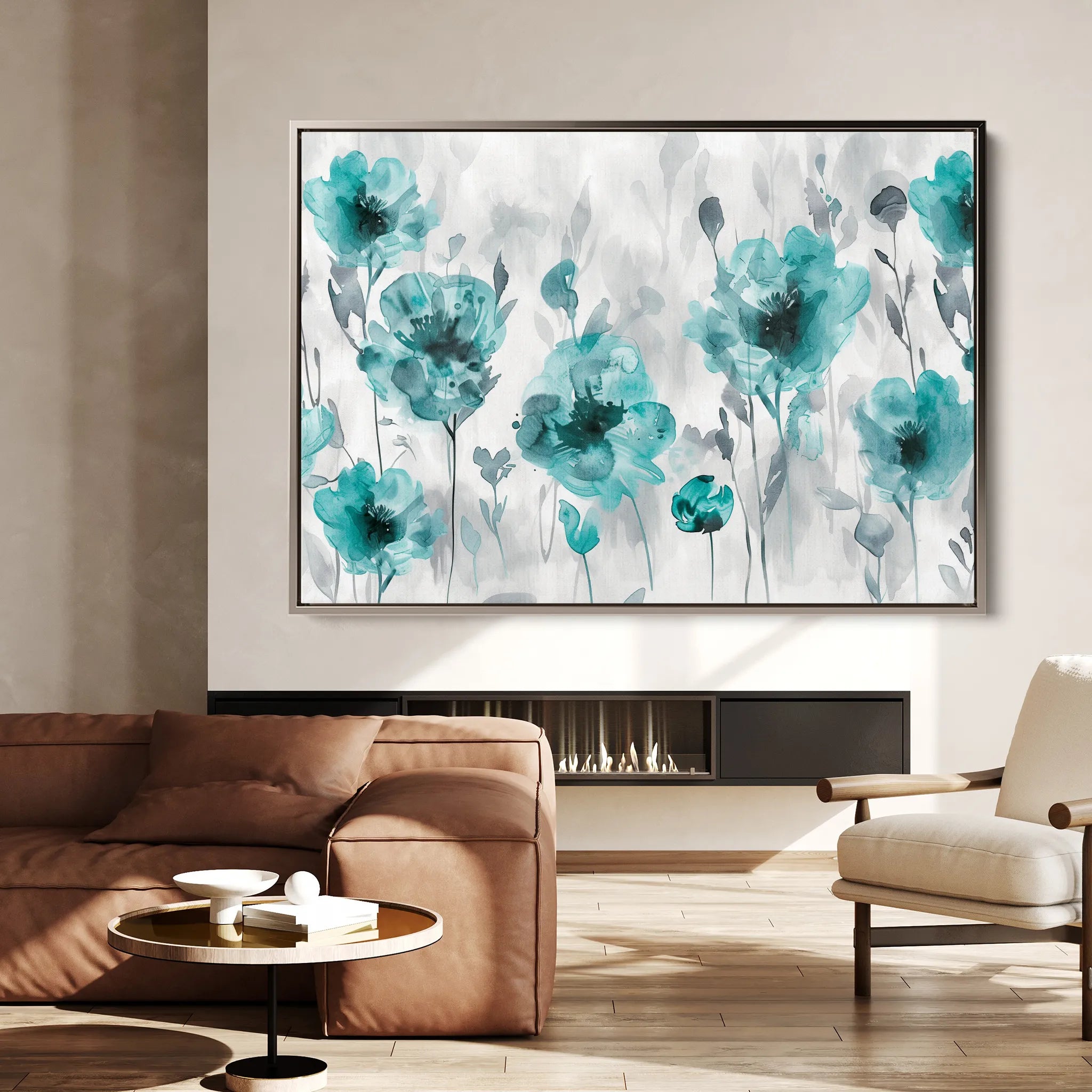 Floral 567 Canvas Art 60 x 40 cm / Black