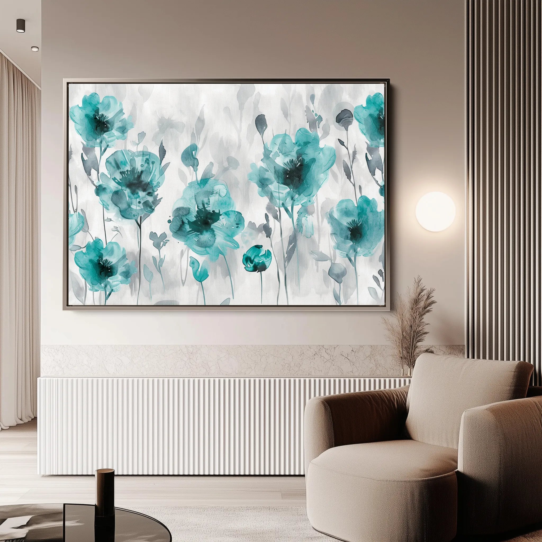Floral 567 Canvas Art 60 x 40 cm / Black