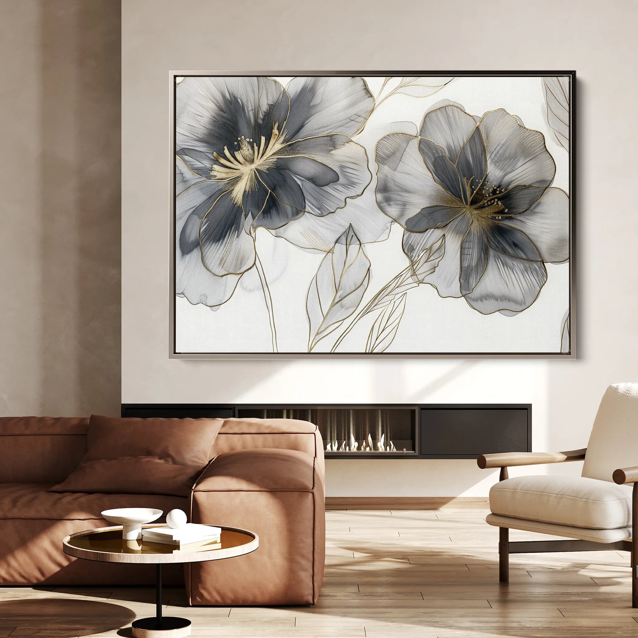 Floral 573 Canvas Art 60 x 40 cm / Black