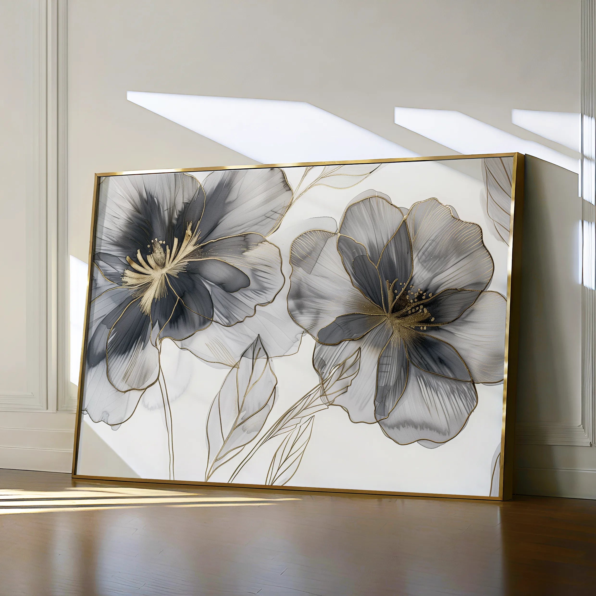 Floral 573 Canvas Art 60 x 40 cm / Black