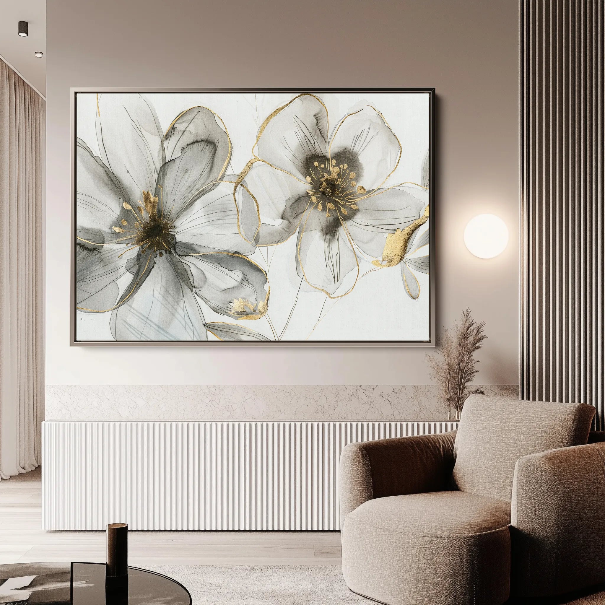 Floral 574 Canvas Art 60 x 40 cm / Black