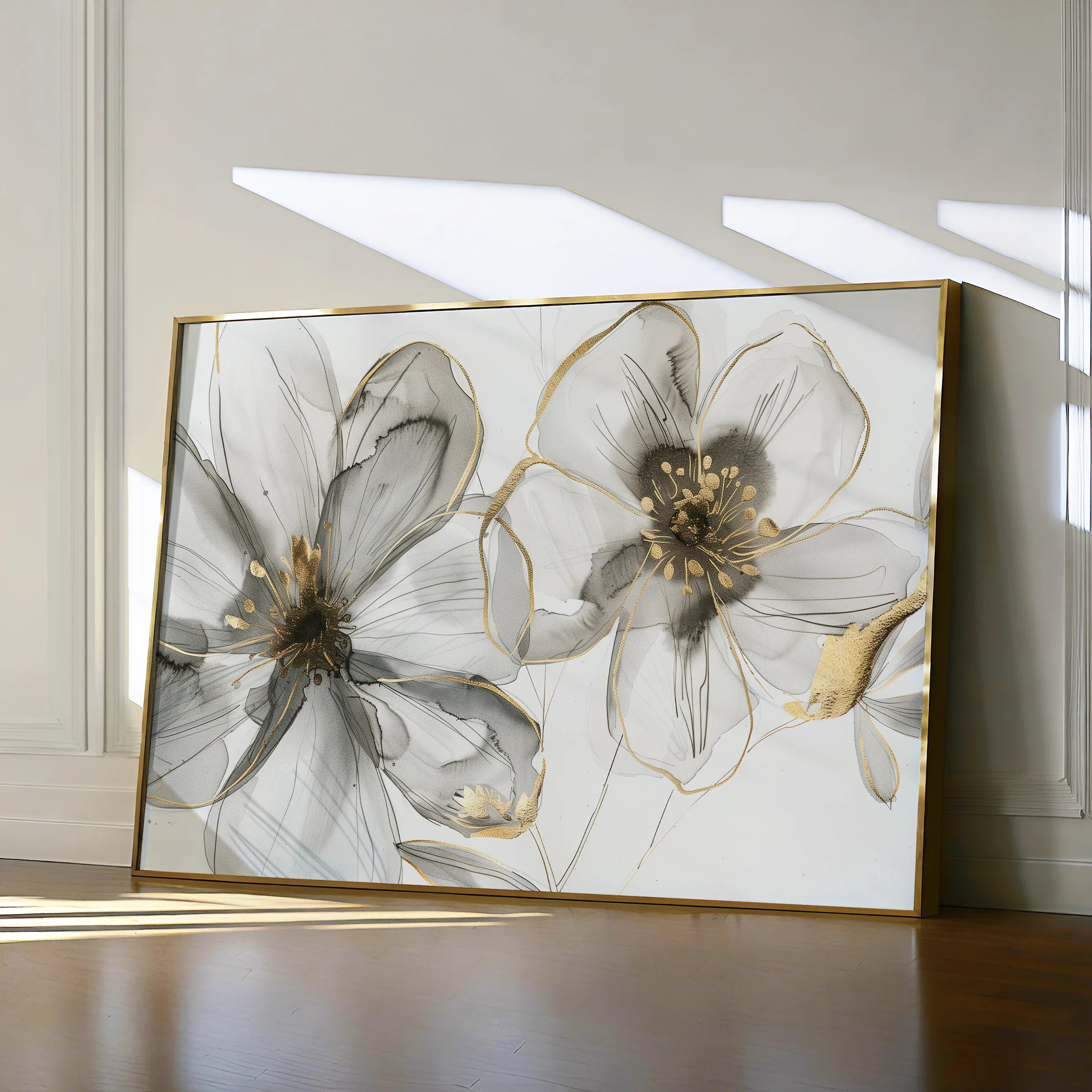 Floral 574 Canvas Art 60 x 40 cm / Black