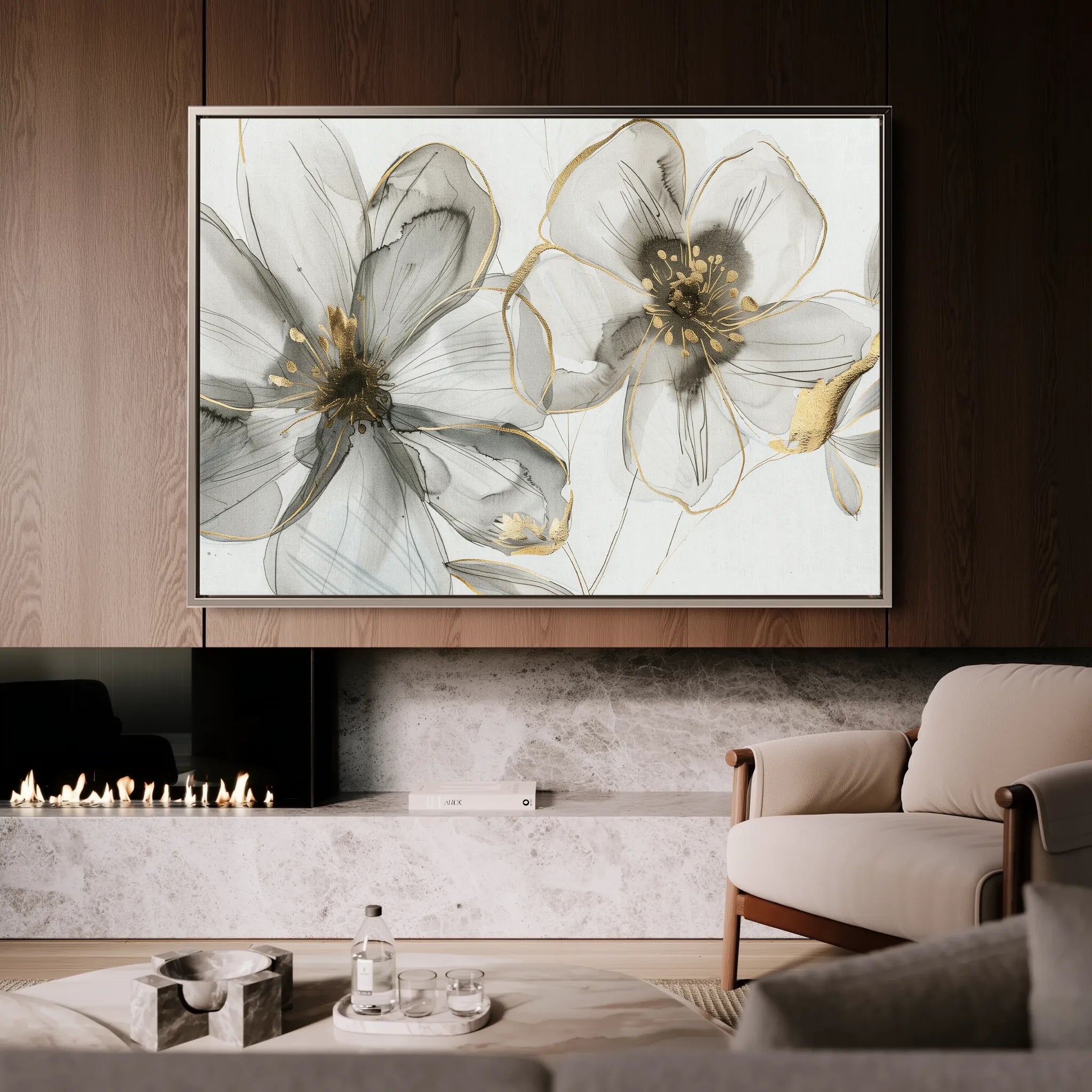 Floral 574 Canvas Art 60 x 40 cm / Black