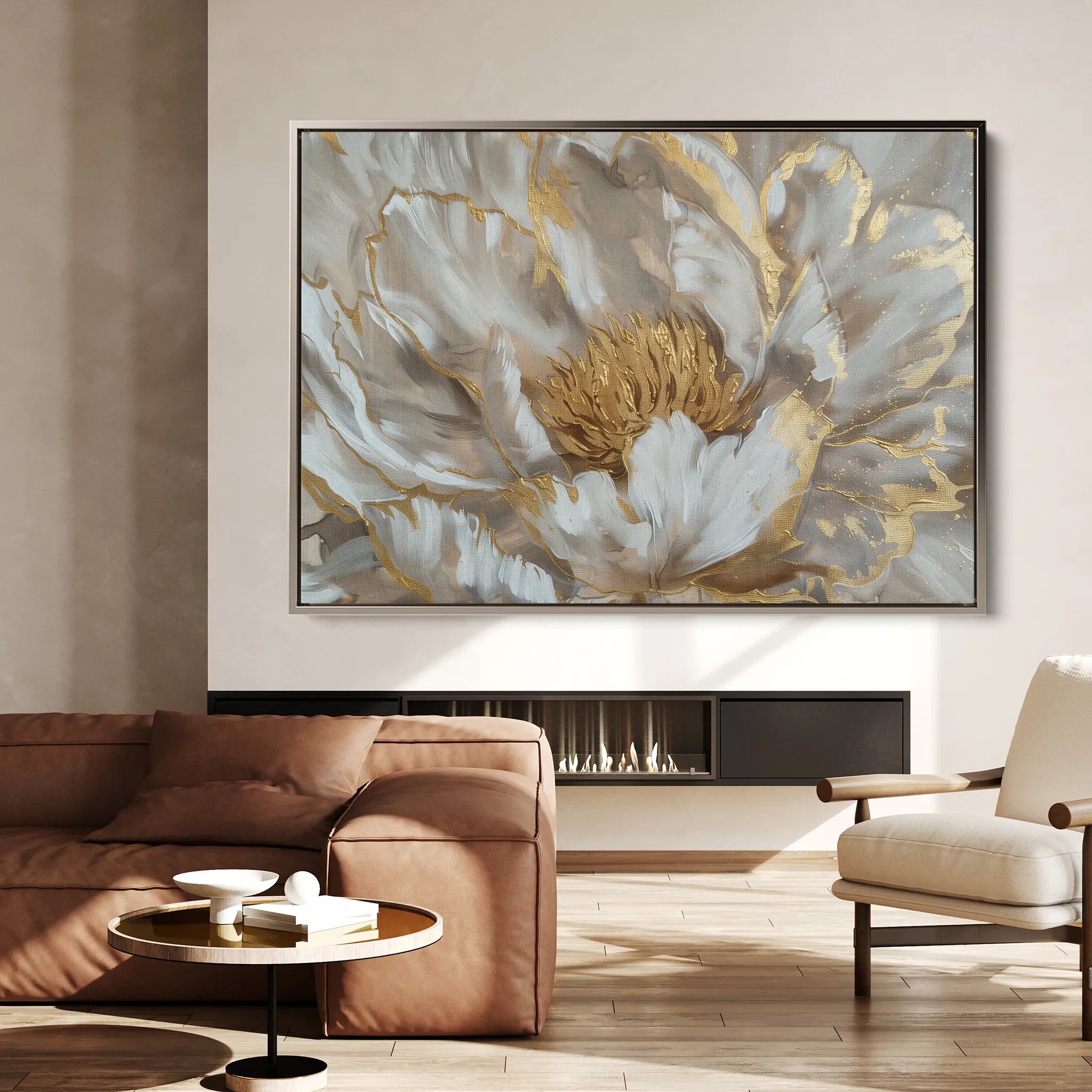 Floral 576 Canvas Art 60 x 40 cm / Black