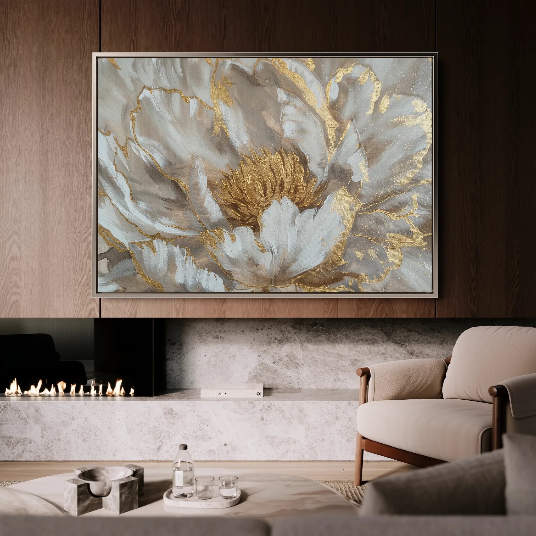 Floral 576 Canvas Art 60 x 40 cm / Black