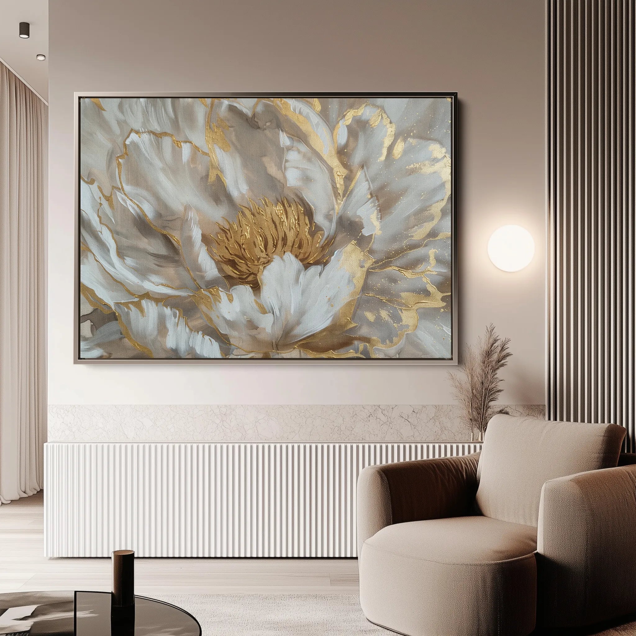 Floral 576 Canvas Art 60 x 40 cm / Black