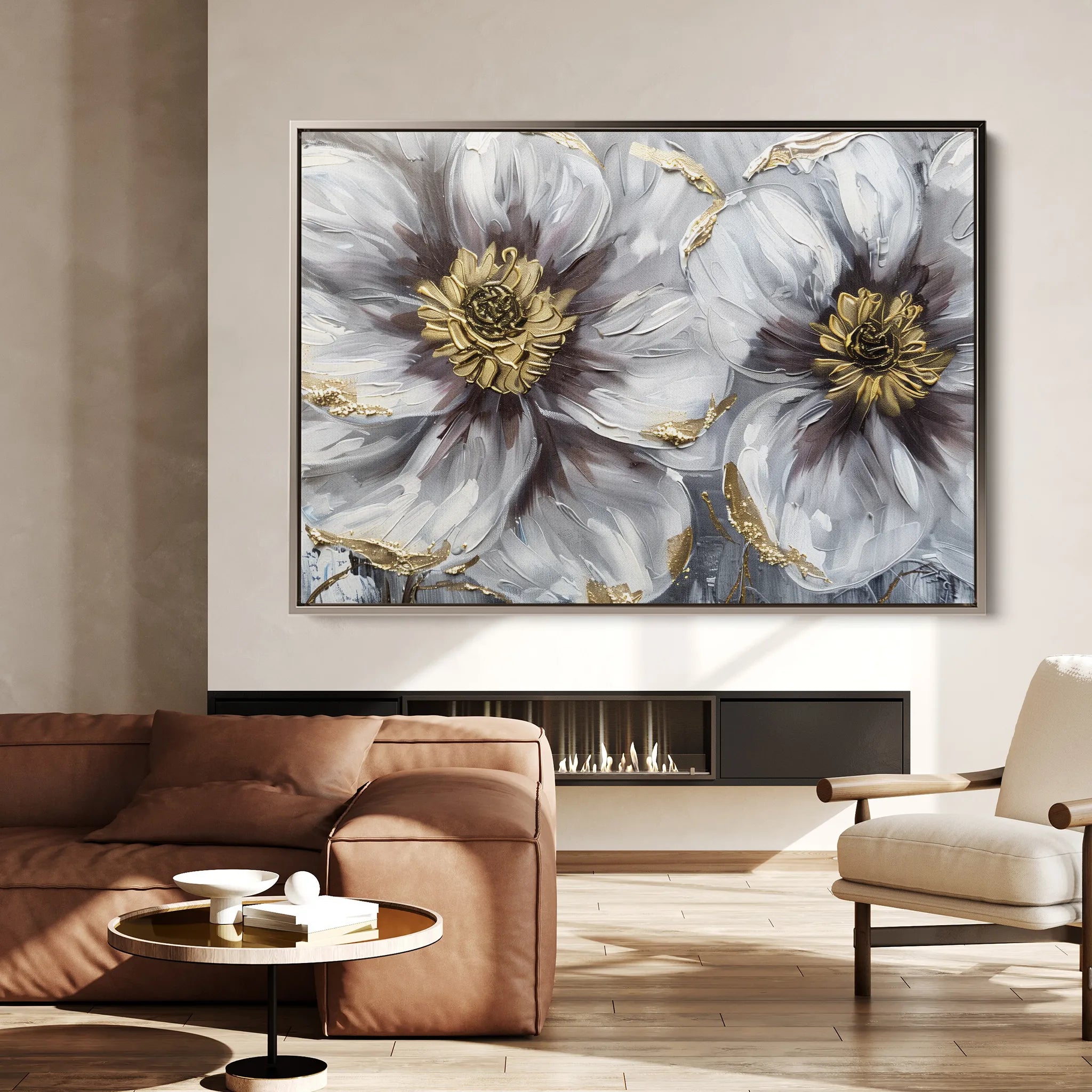 Floral 581 Canvas Art 60 x 40 cm / Black
