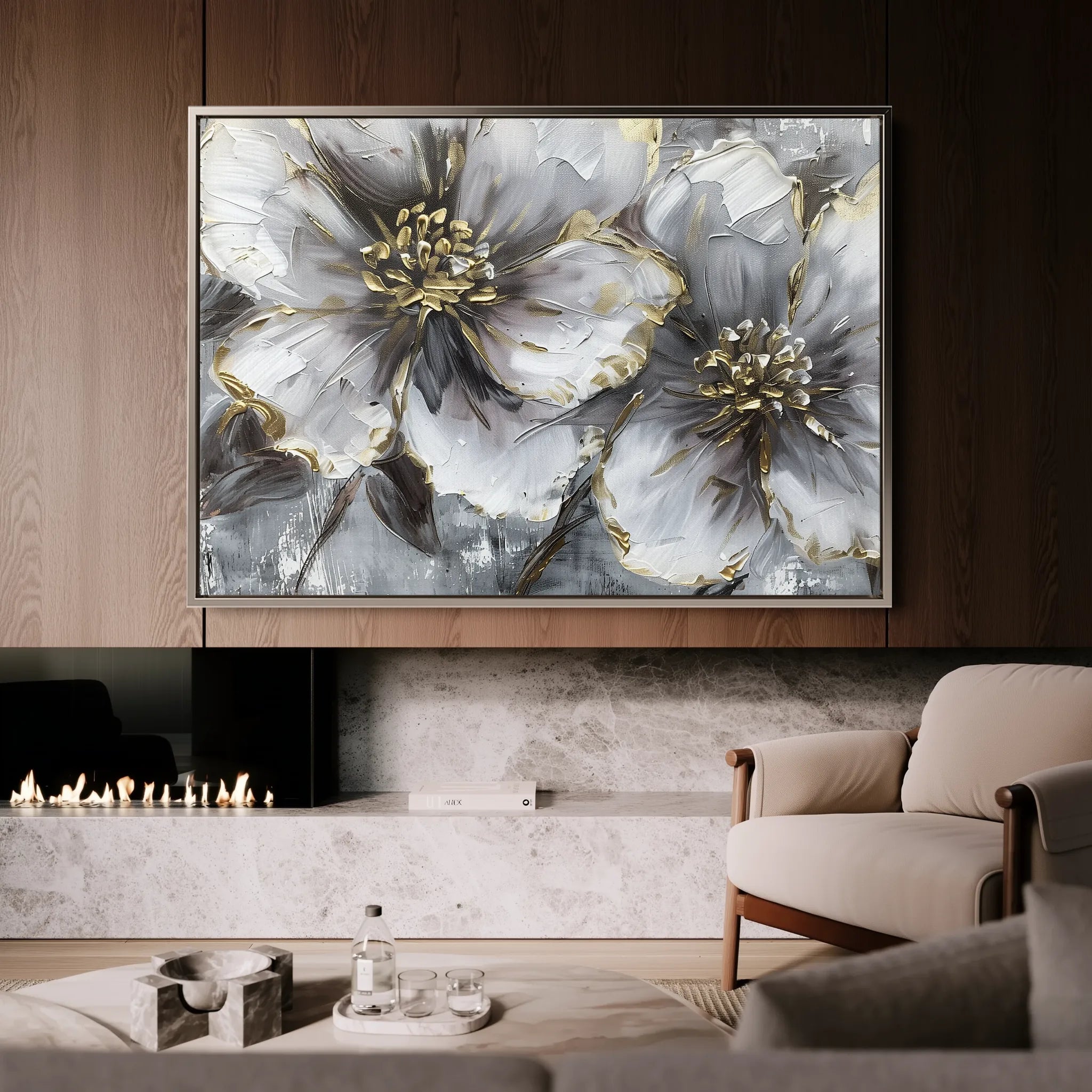 Floral 582 Canvas Art 60 x 40 cm / Black