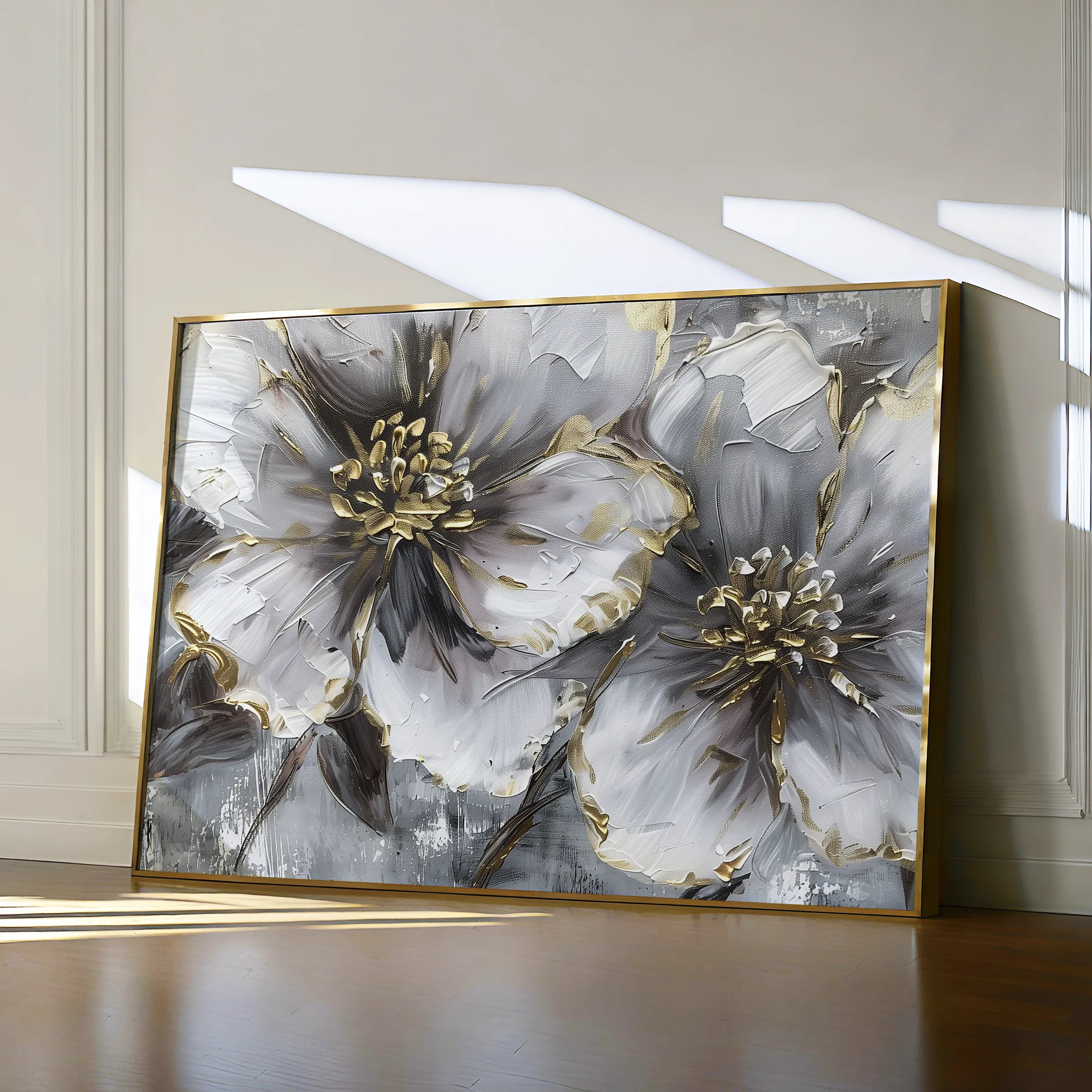 Floral 582 Canvas Art 60 x 40 cm / Black