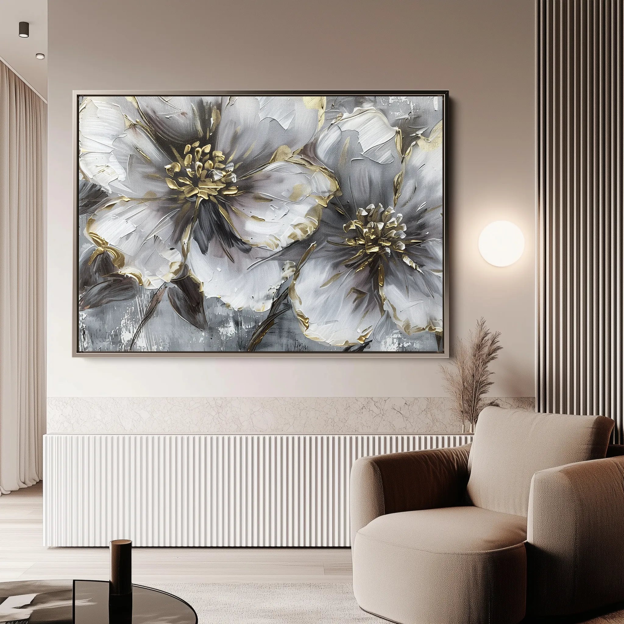 Floral 582 Canvas Art 60 x 40 cm / Black