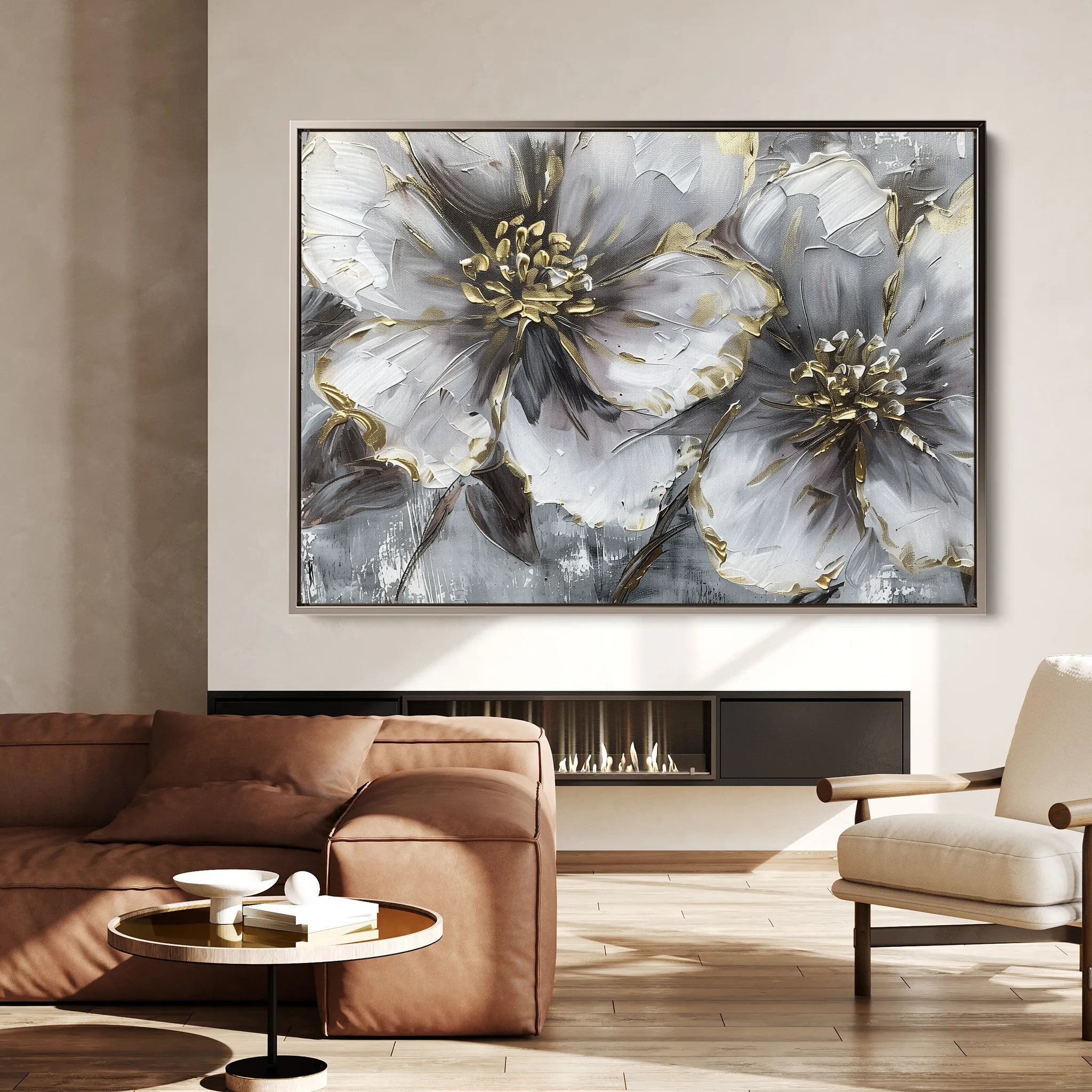 Floral 582 Canvas Art 60 x 40 cm / Black
