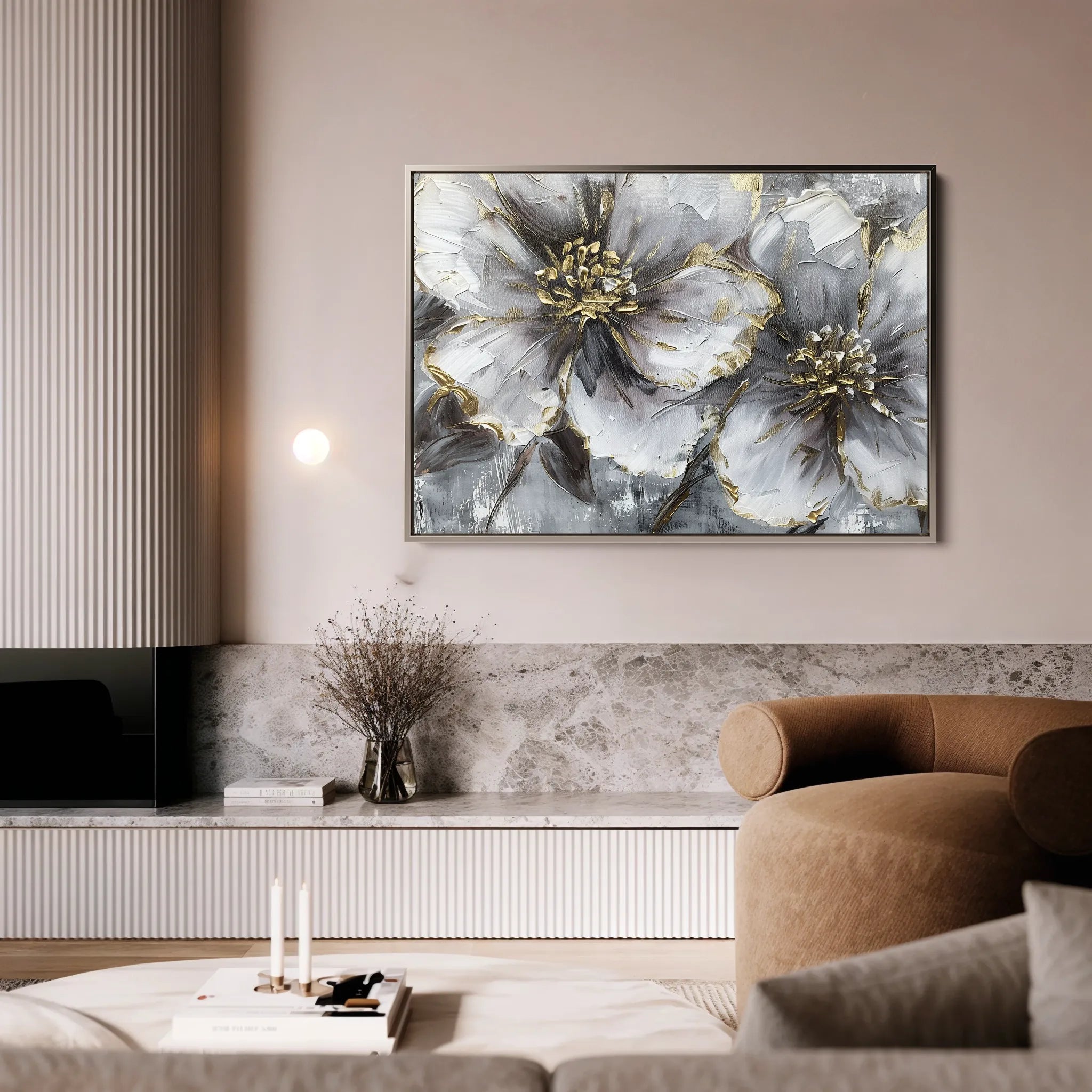 Floral 582 Canvas Art 60 x 40 cm / Black