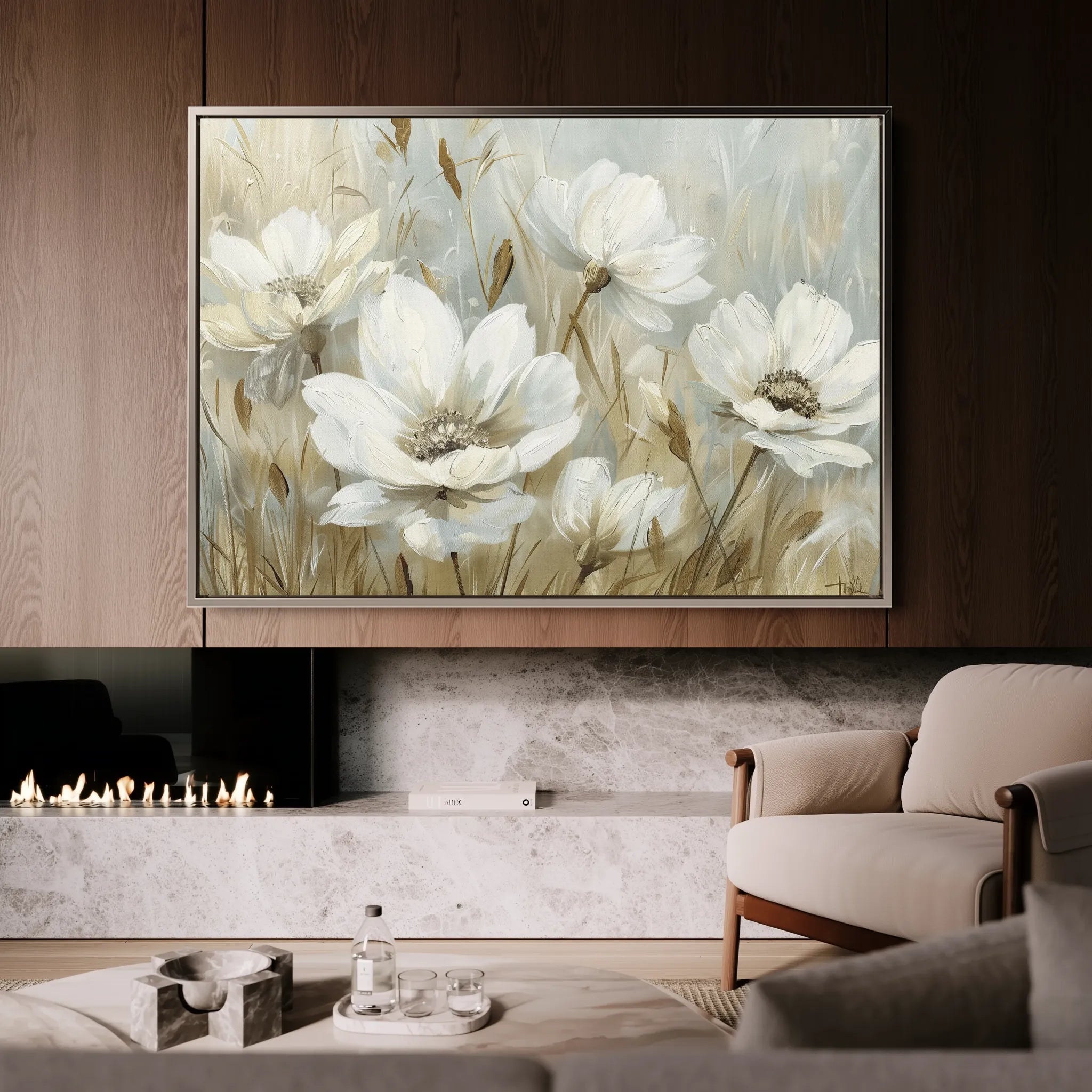 Floral 584 Canvas Art 60 x 40 cm / Black