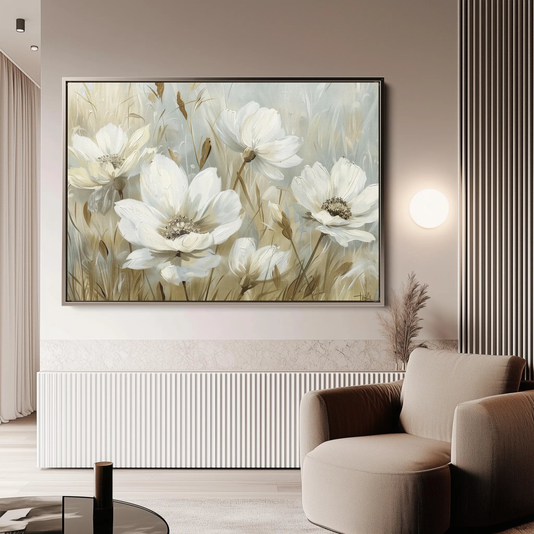 Floral 584 Canvas Art 60 x 40 cm / Black