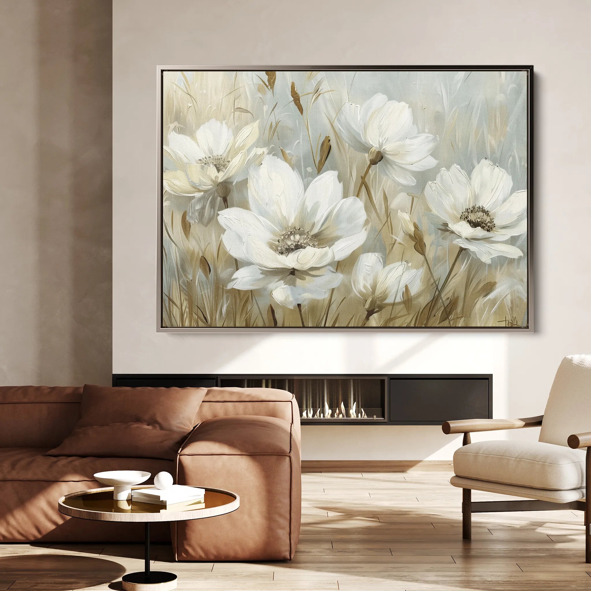 Floral 584 Canvas Art 60 x 40 cm / Black