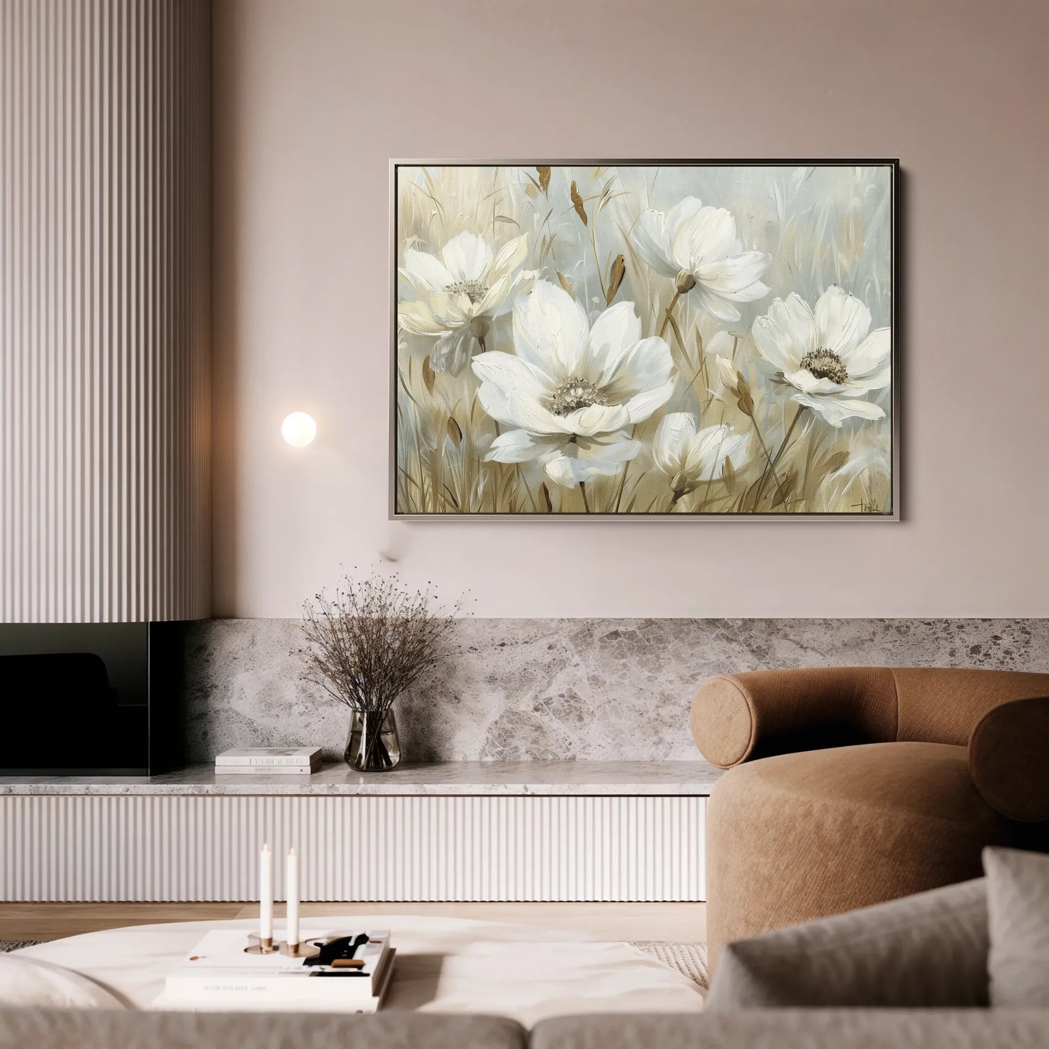 Floral 584 Canvas Art 60 x 40 cm / Black