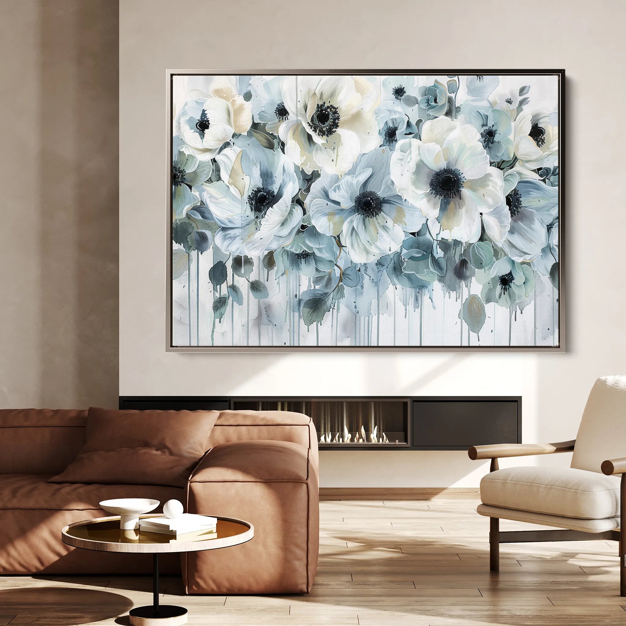 Floral 585 Canvas Art 60 x 40 cm / Black