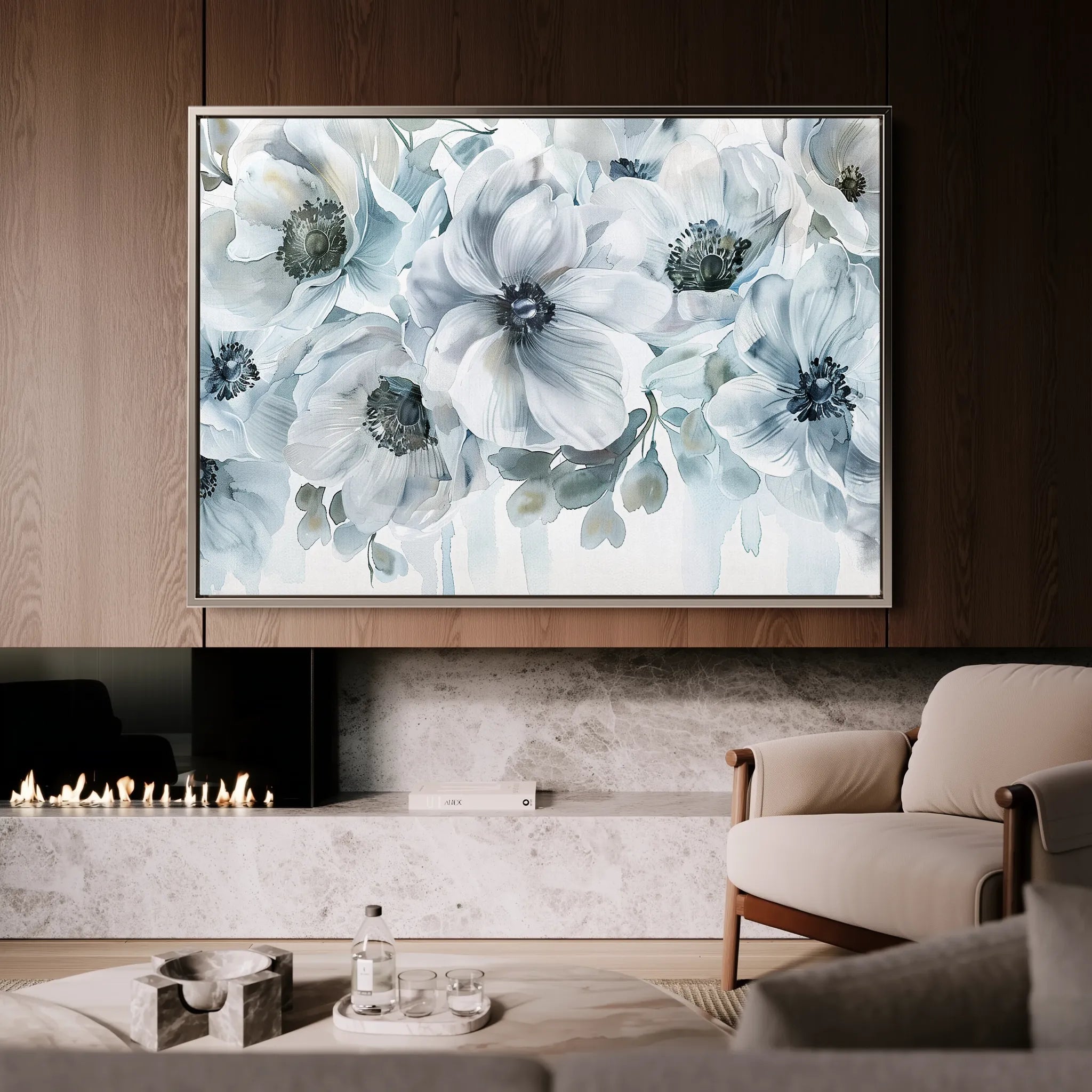 Floral 586 Canvas Art 60 x 40 cm / Black