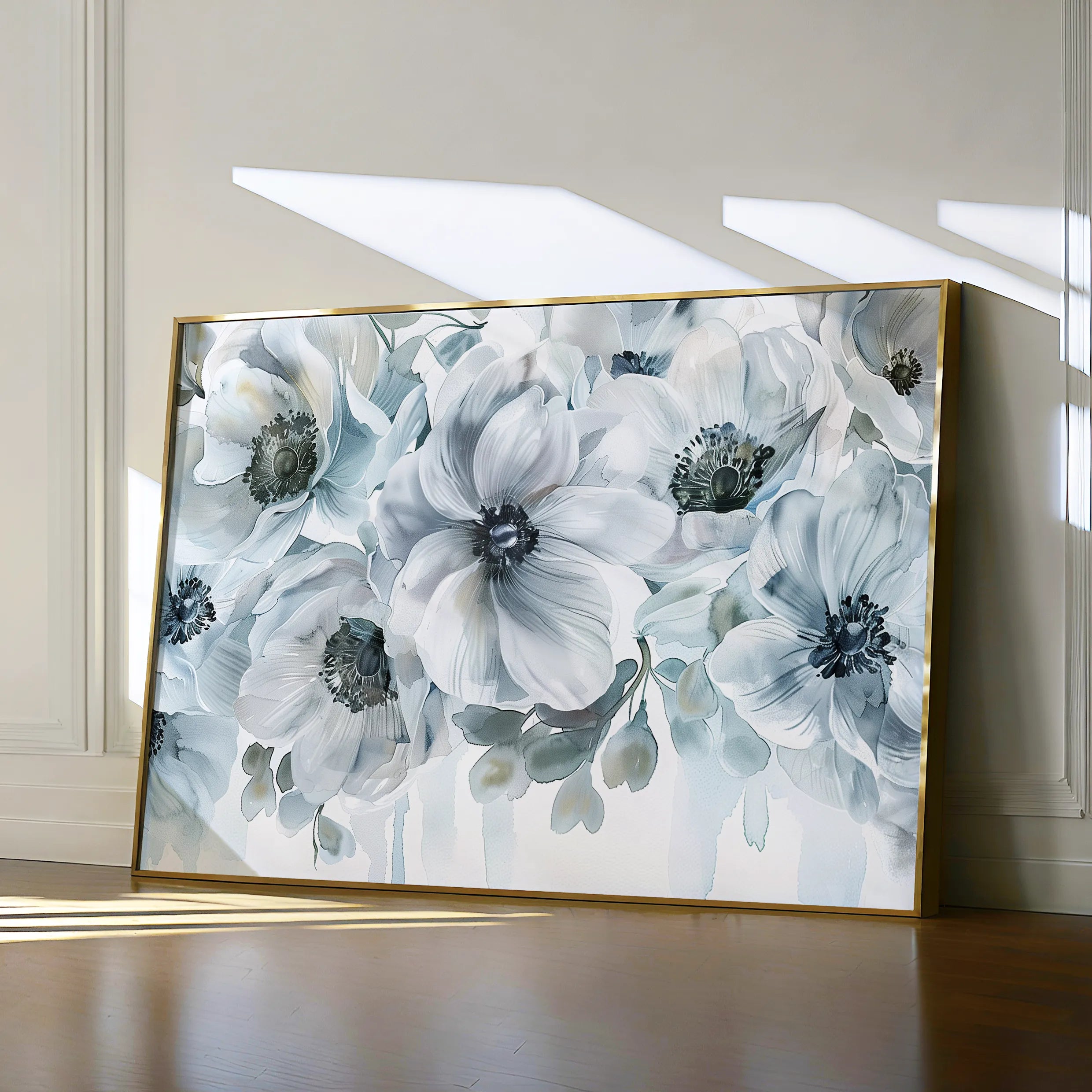 Floral 586 Canvas Art 60 x 40 cm / Black