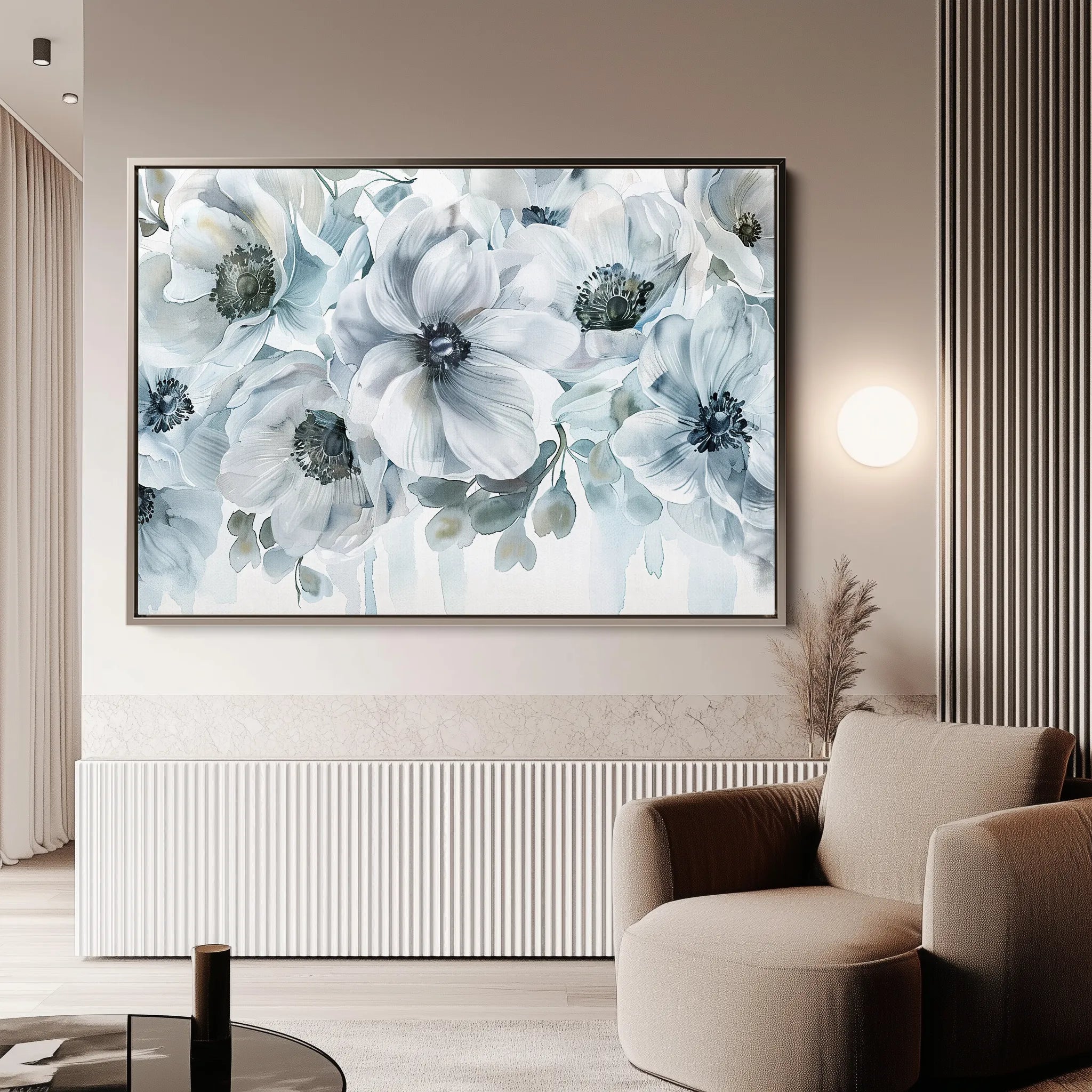 Floral 586 Canvas Art 60 x 40 cm / Black