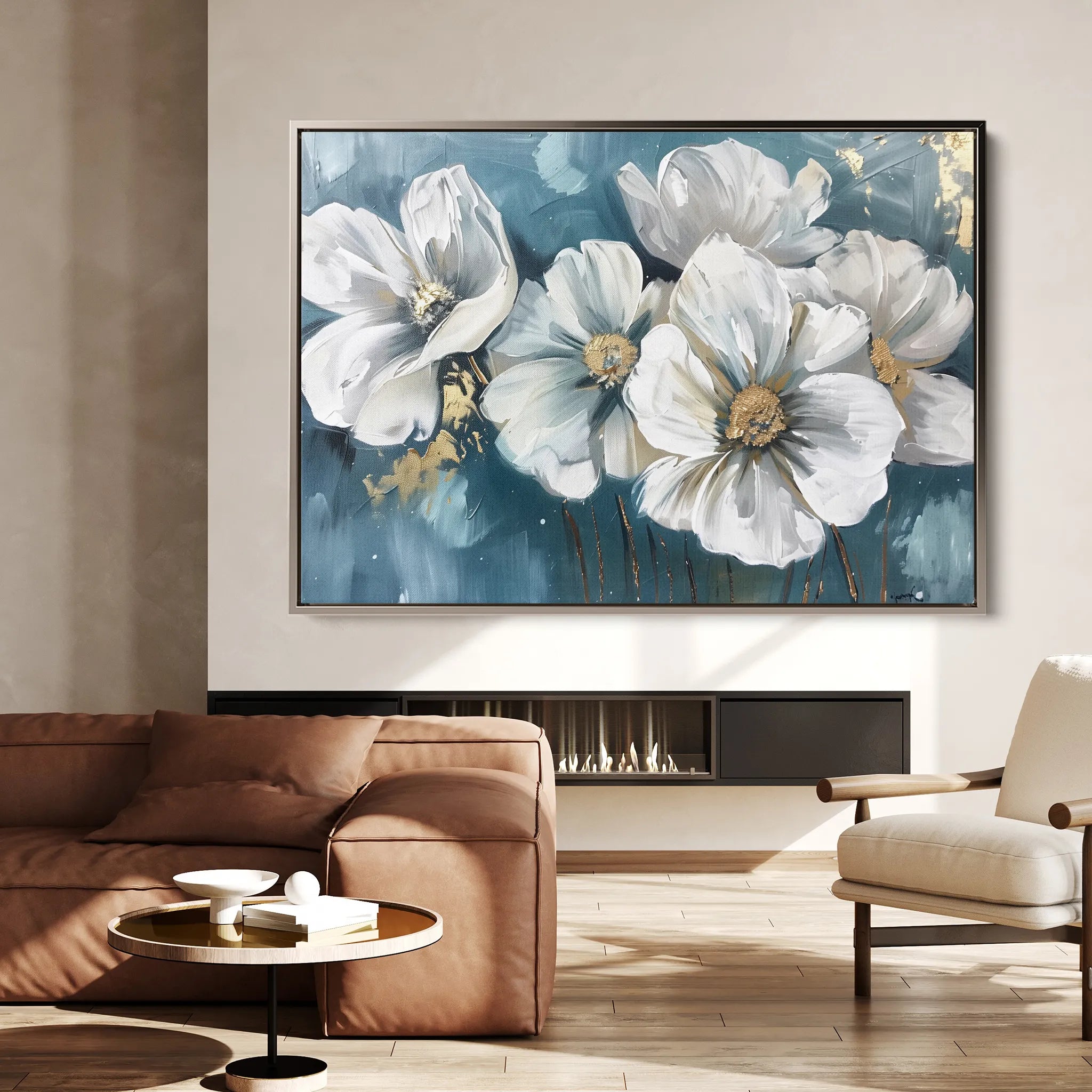 Floral 587 Canvas Art 60 x 40 cm / Black