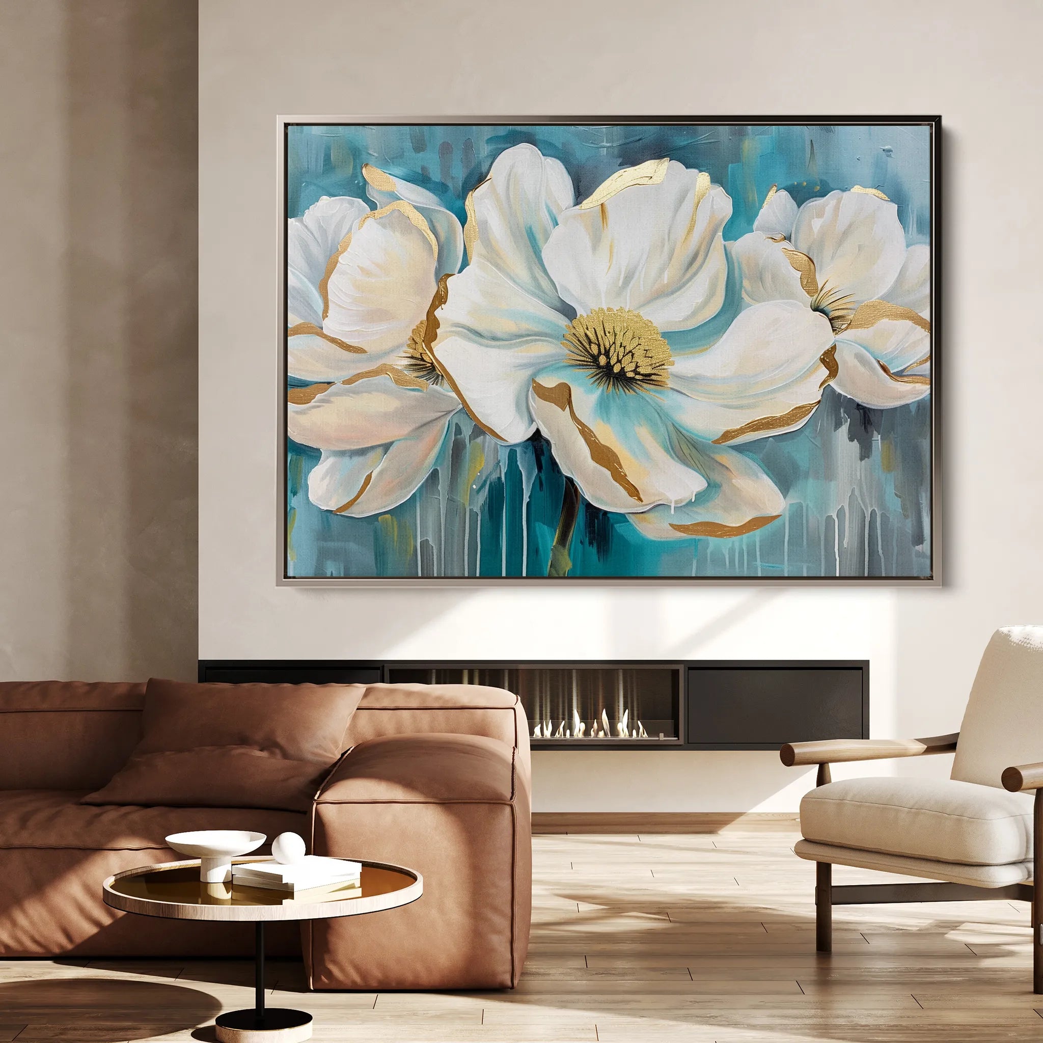 Floral 589 Canvas Art 60 x 40 cm / Black