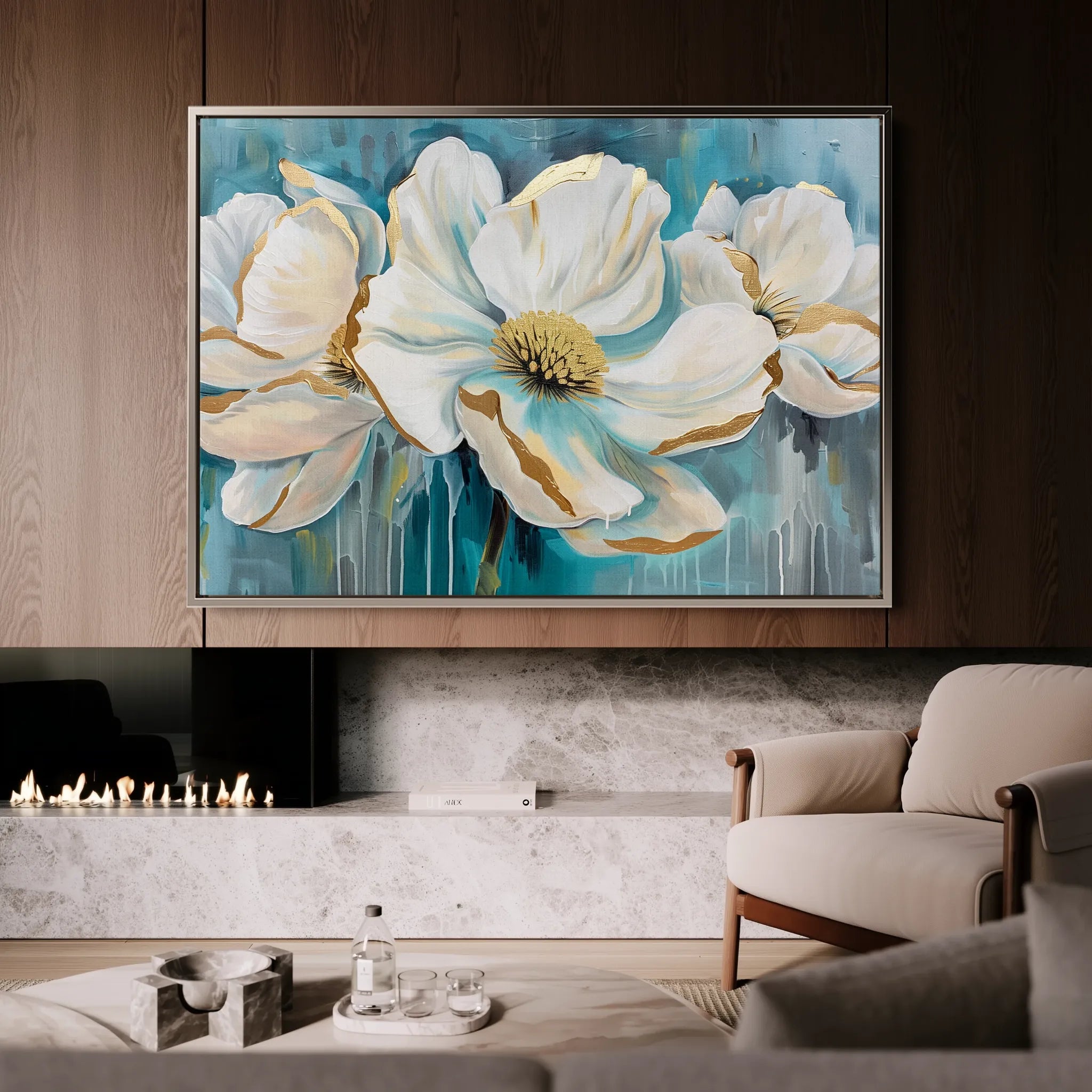 Floral 589 Canvas Art 60 x 40 cm / Black