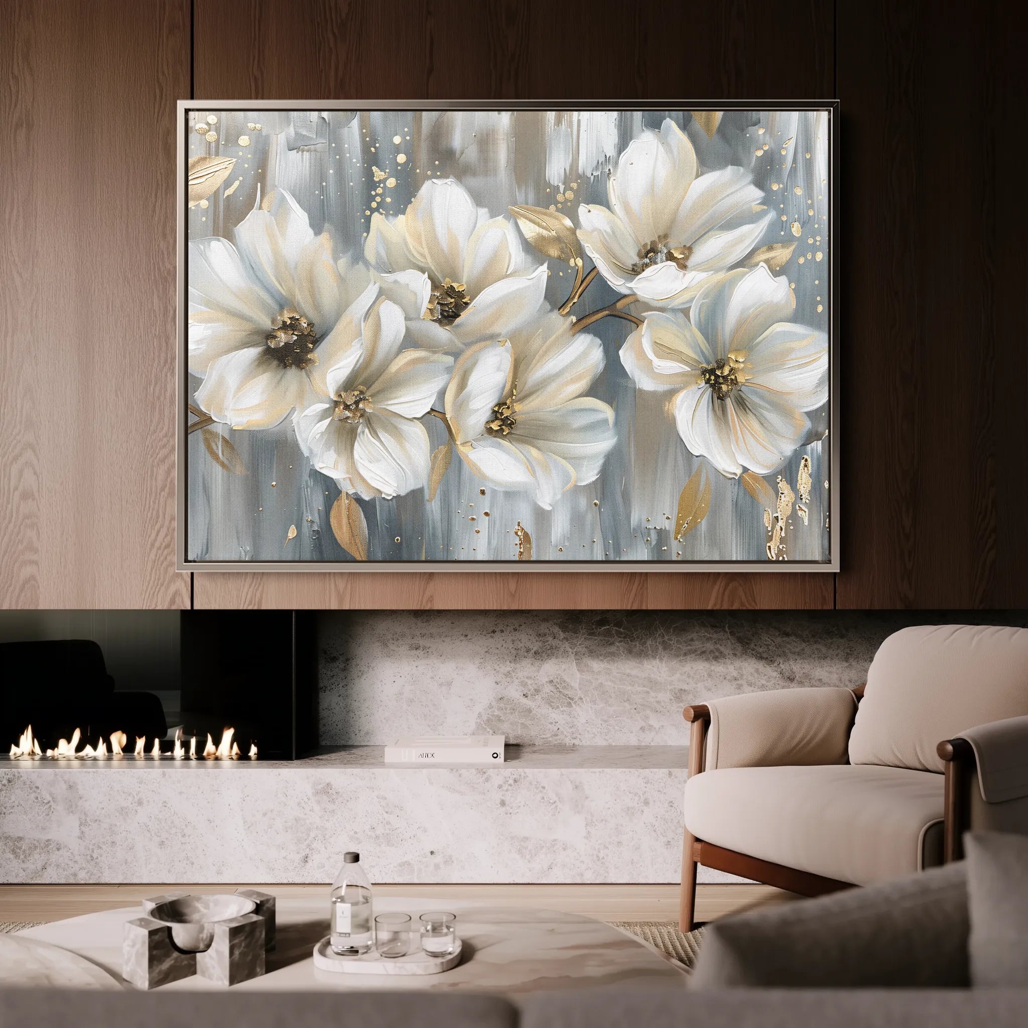 Floral 591 Canvas Art 60 x 40 cm / Black