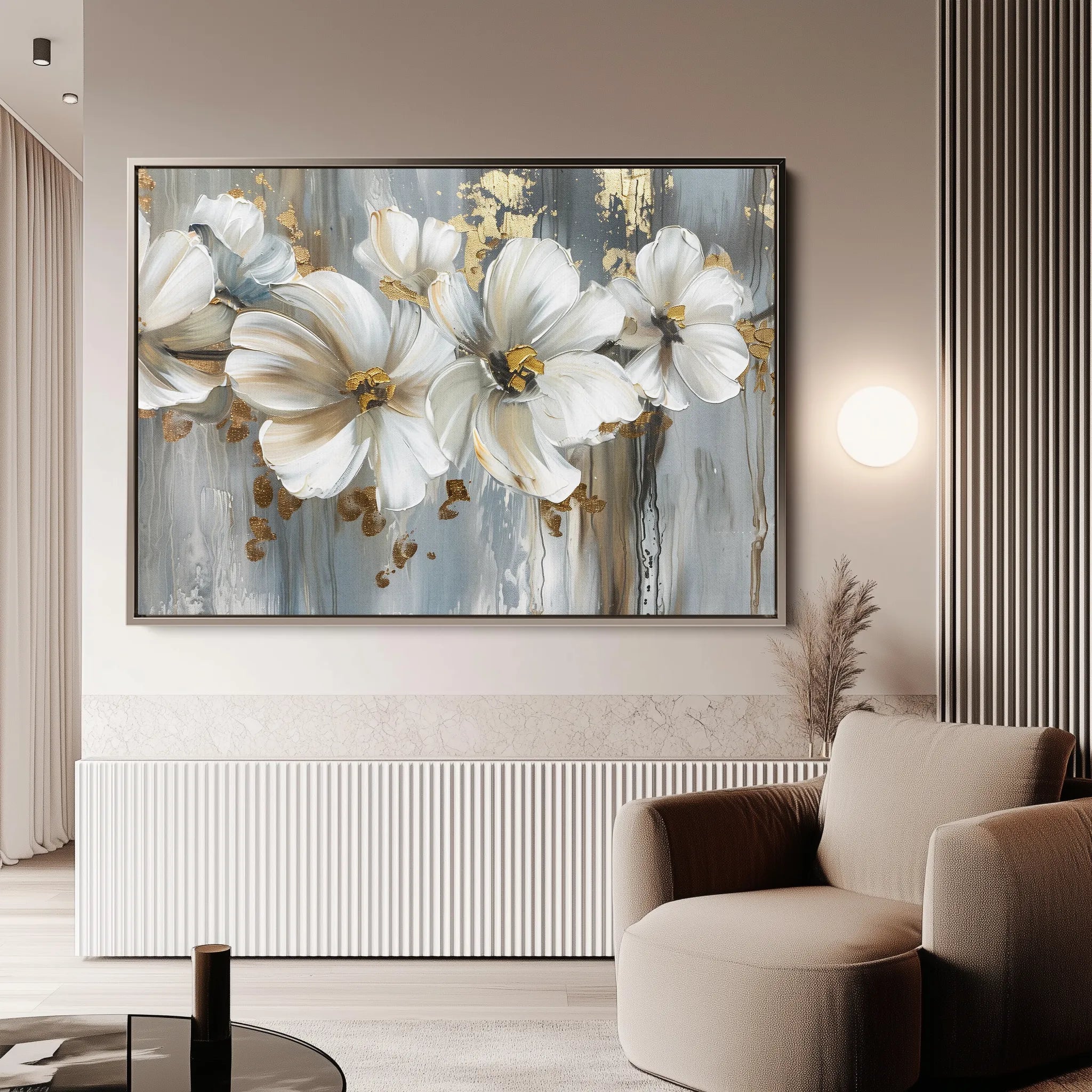 Floral 592 Canvas Art 60 x 40 cm / Black
