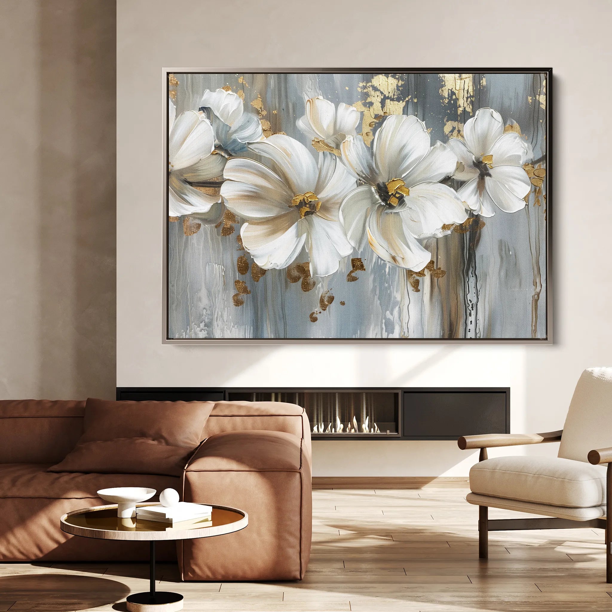Floral 592 Canvas Art 60 x 40 cm / Black