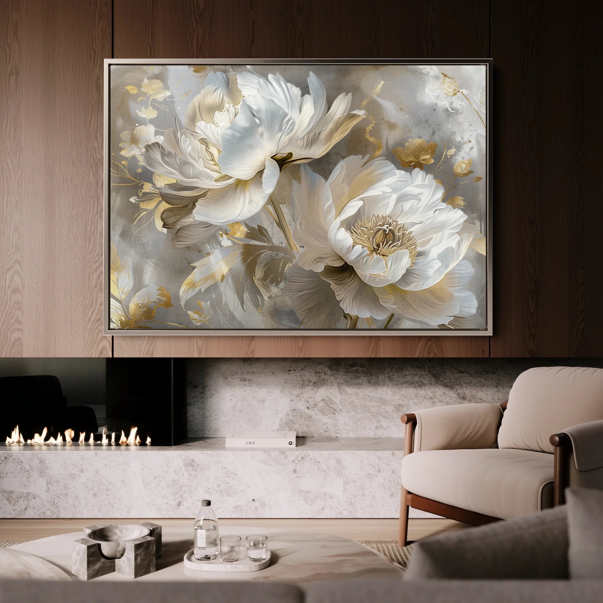 Floral 593 Canvas Art 60 x 40 cm / Black