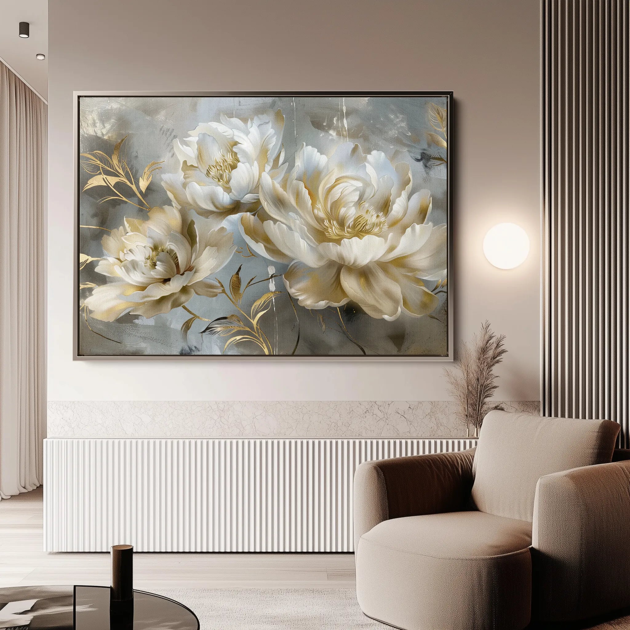 Floral 594 Canvas Art 60 x 40 cm / Black