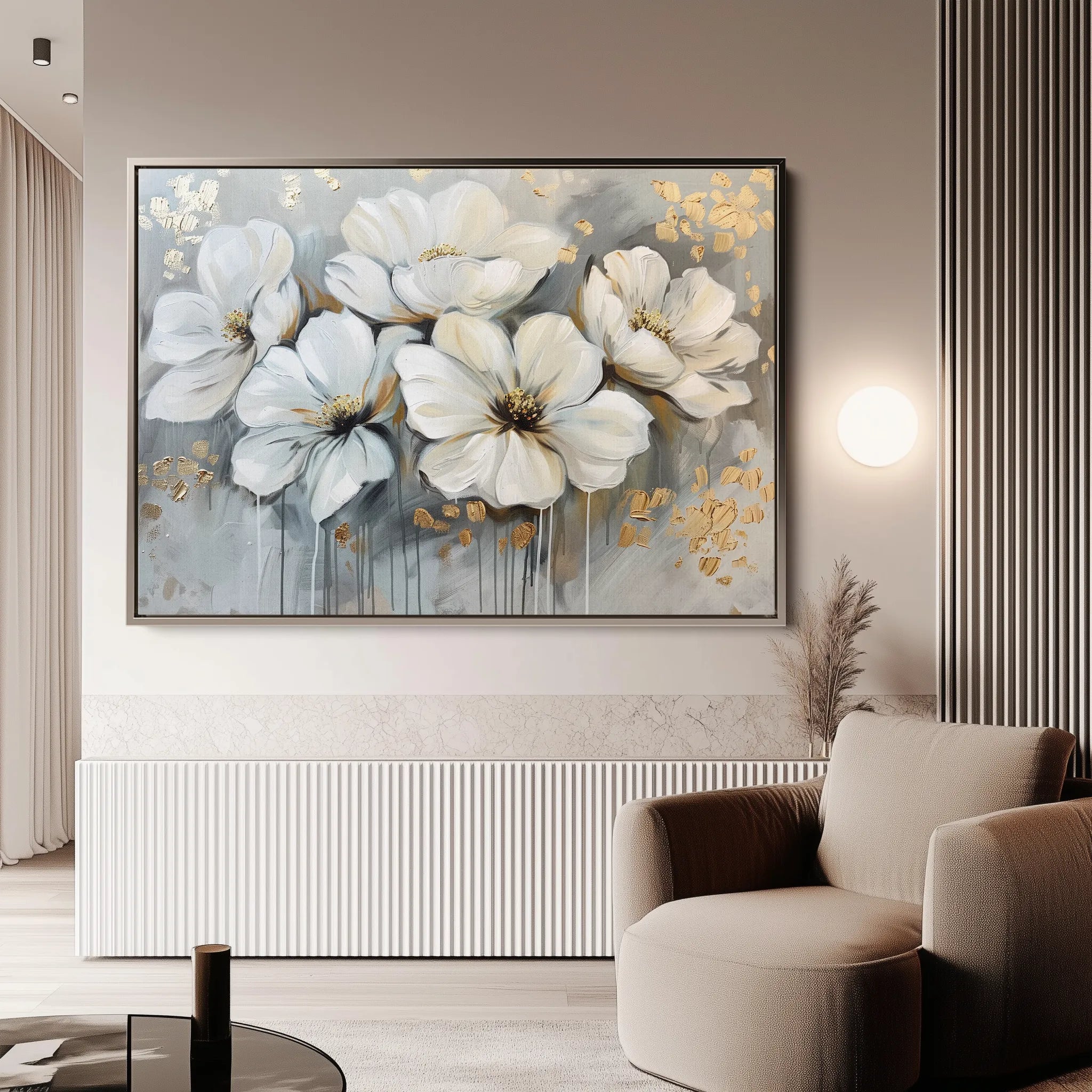 Floral 597 Canvas Art 60 x 40 cm / Black