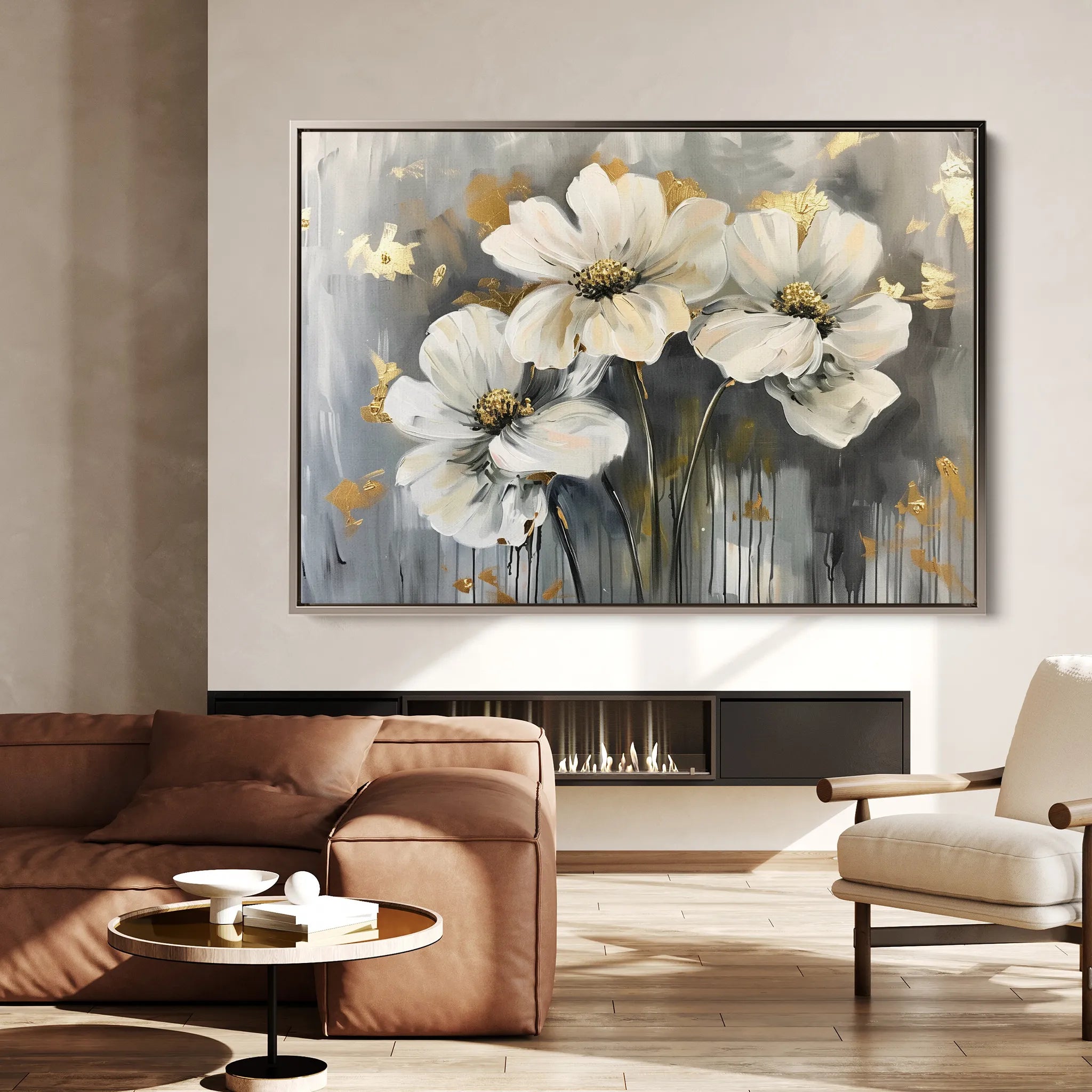 Floral 598 Canvas Art 60 x 40 cm / Black