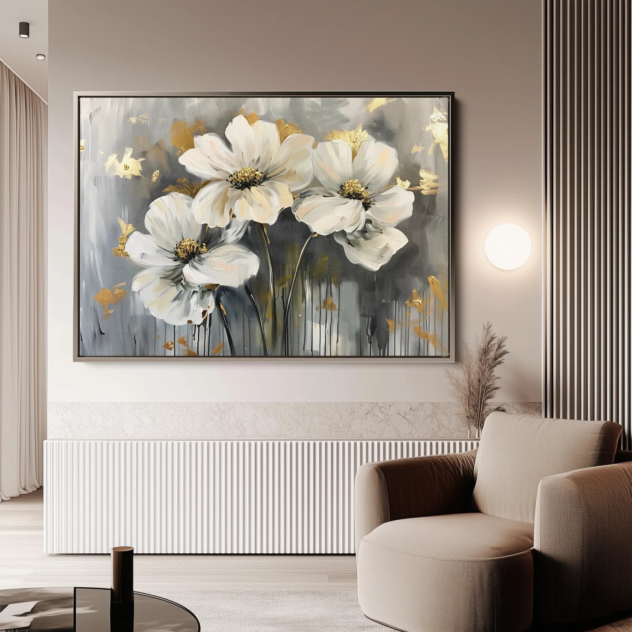 Floral 598 Canvas Art 60 x 40 cm / Black
