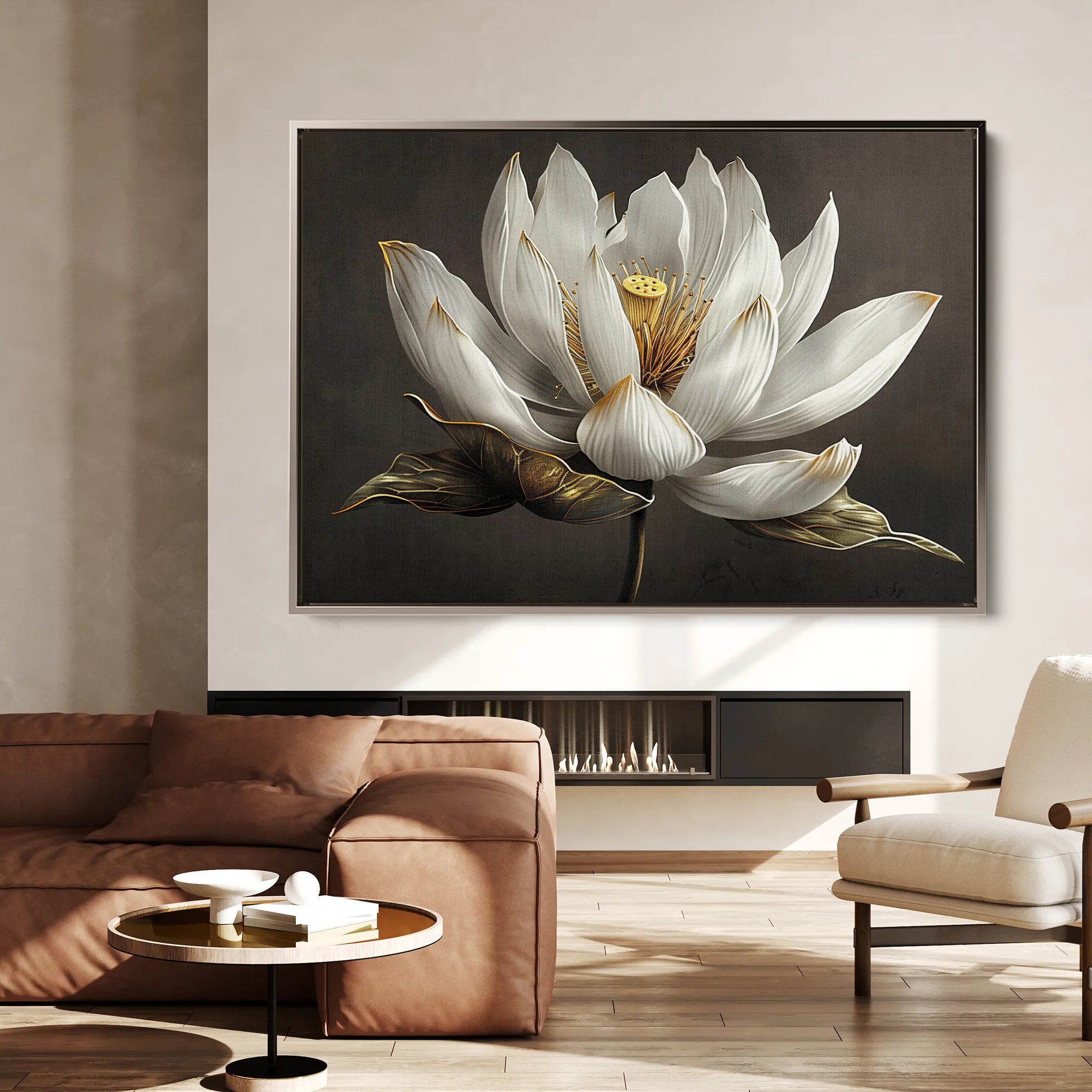 Floral 600 Canvas Art 60 x 40 cm / Black