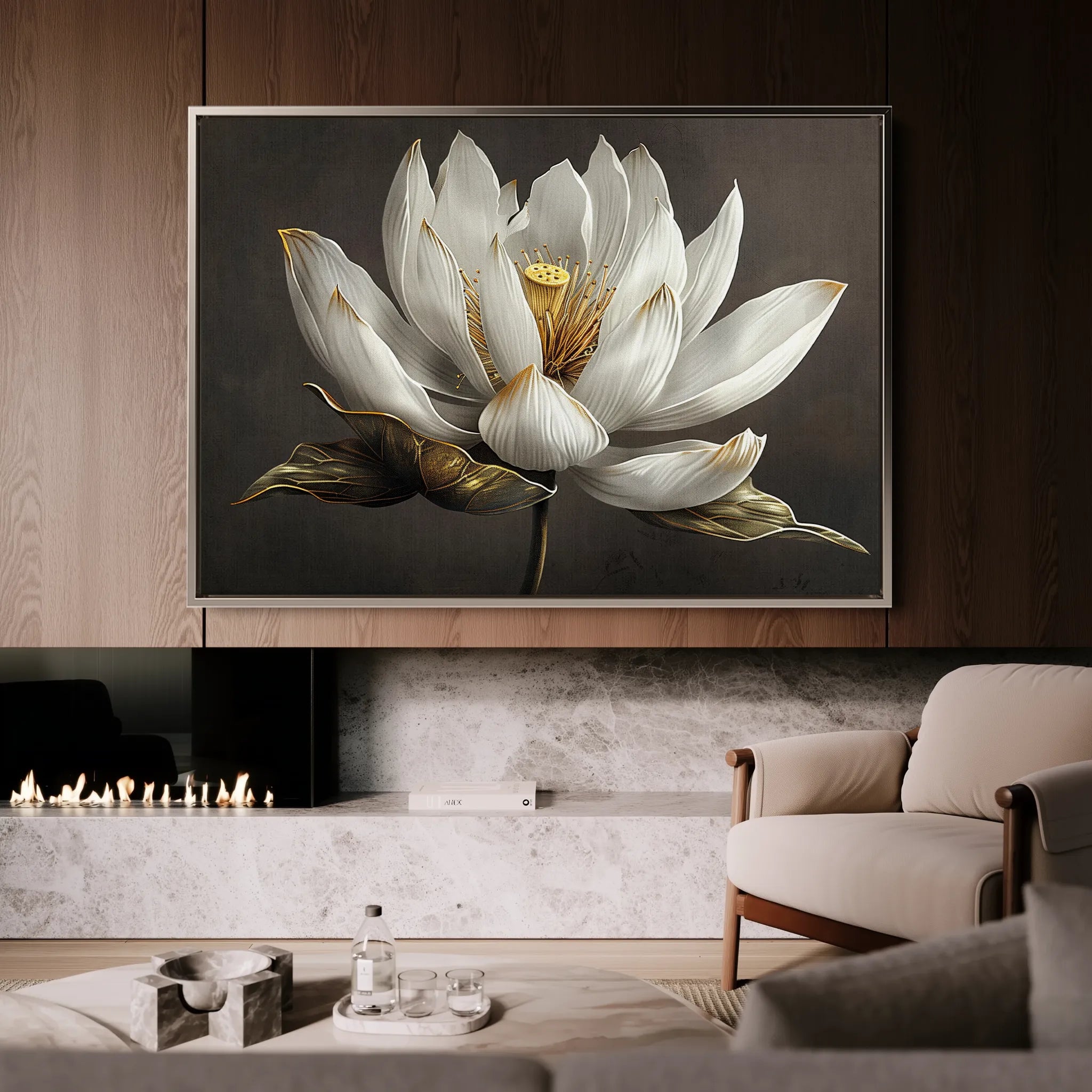 Floral 600 Canvas Art 60 x 40 cm / Black