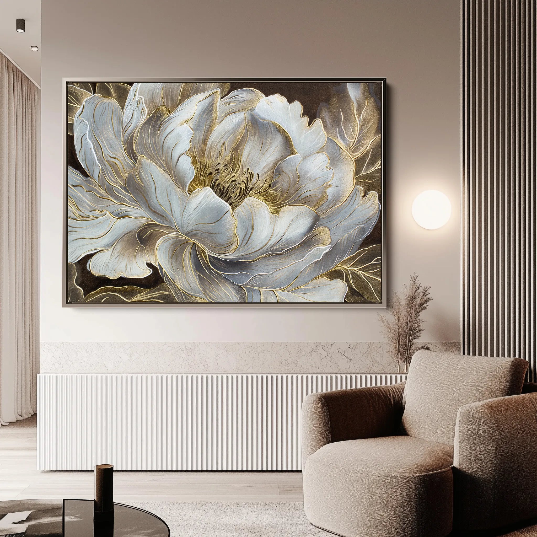 Floral 601 Canvas Art 60 x 40 cm / Black