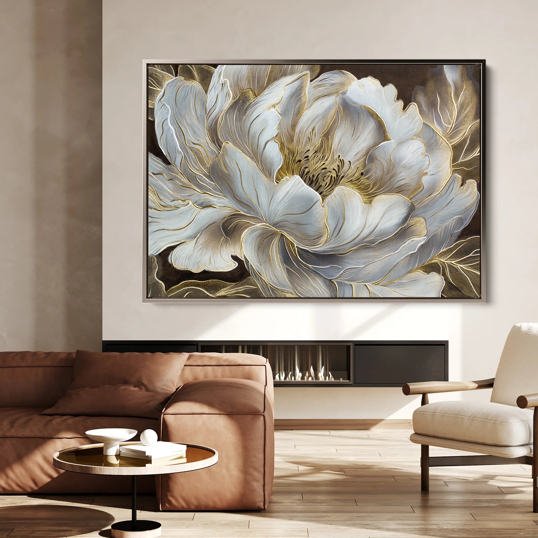 Floral 601 Canvas Art 60 x 40 cm / Black