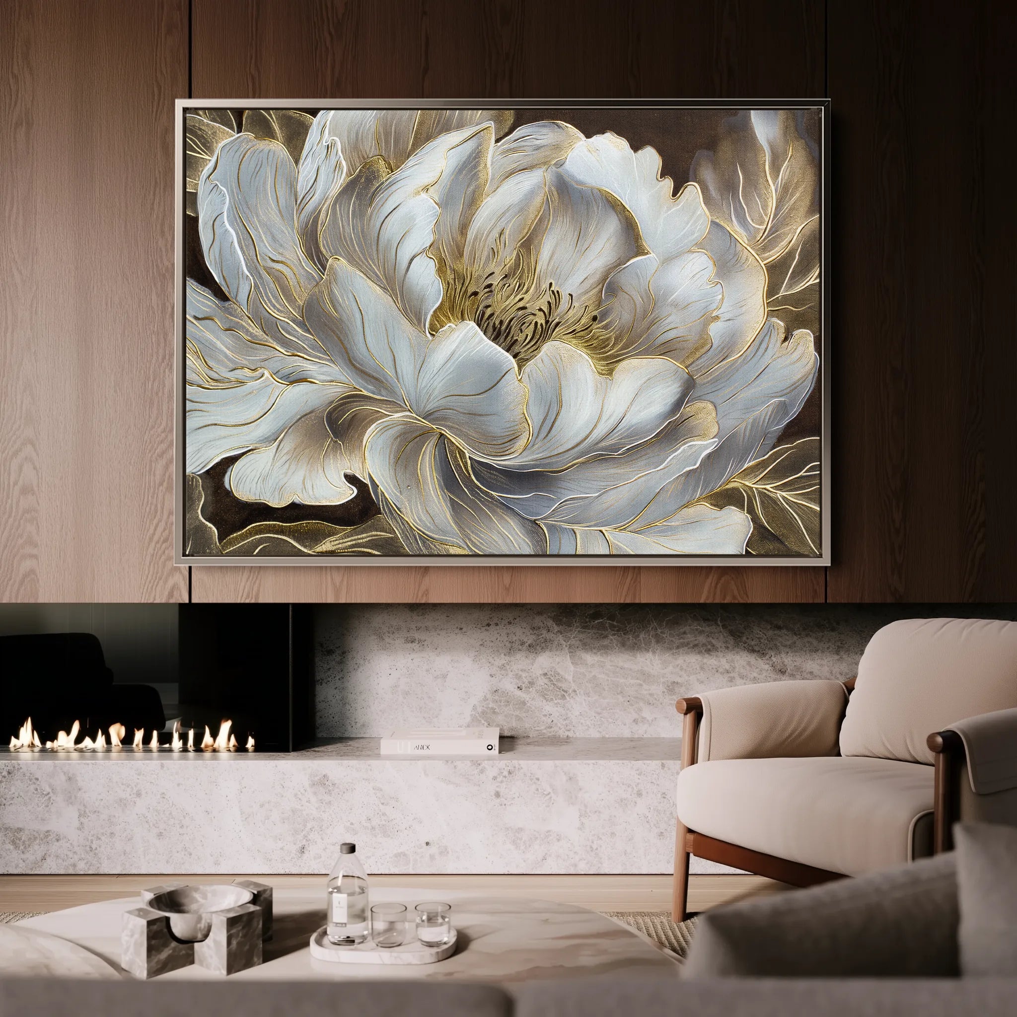 Floral 601 Canvas Art 60 x 40 cm / Black