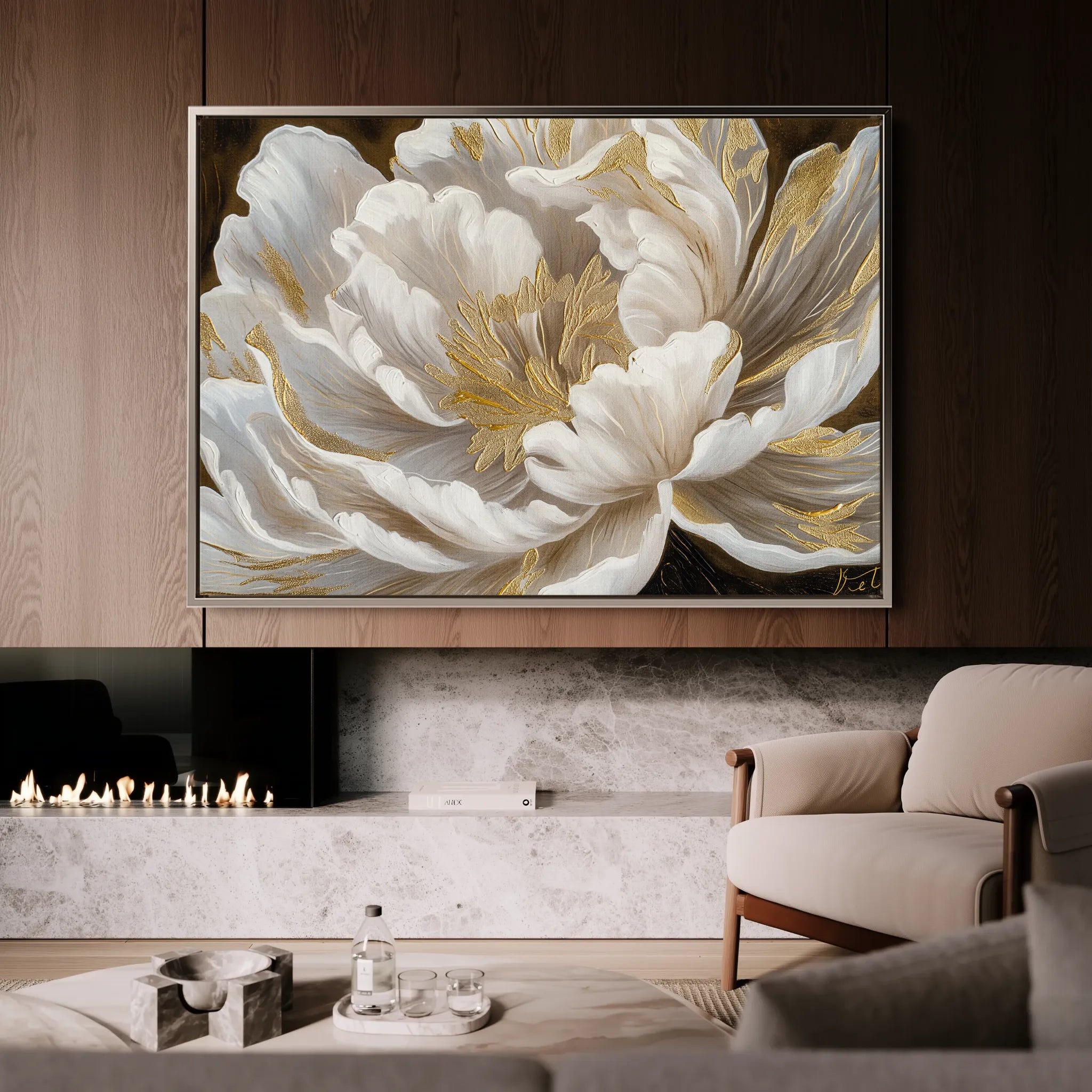 Floral 602 Canvas Art 60 x 40 cm / Black