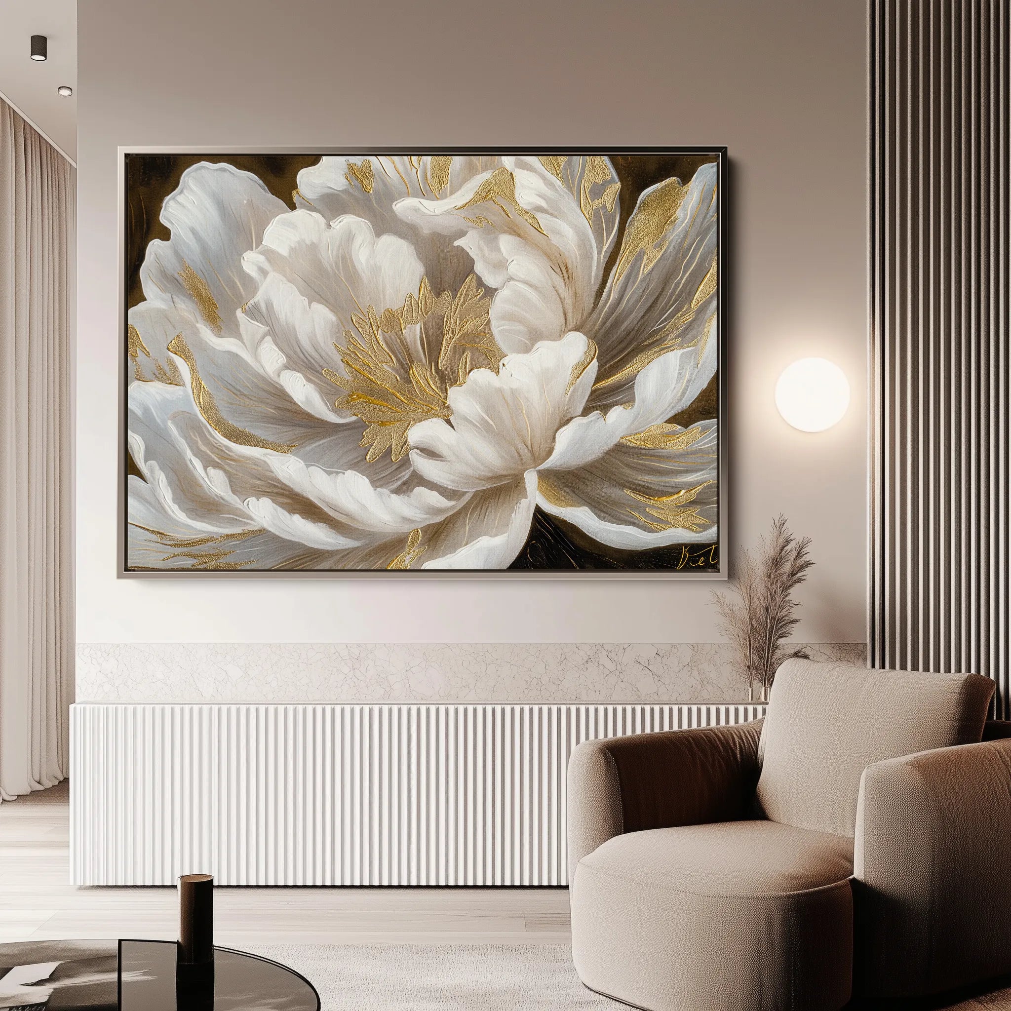 Floral 602 Canvas Art 60 x 40 cm / Black
