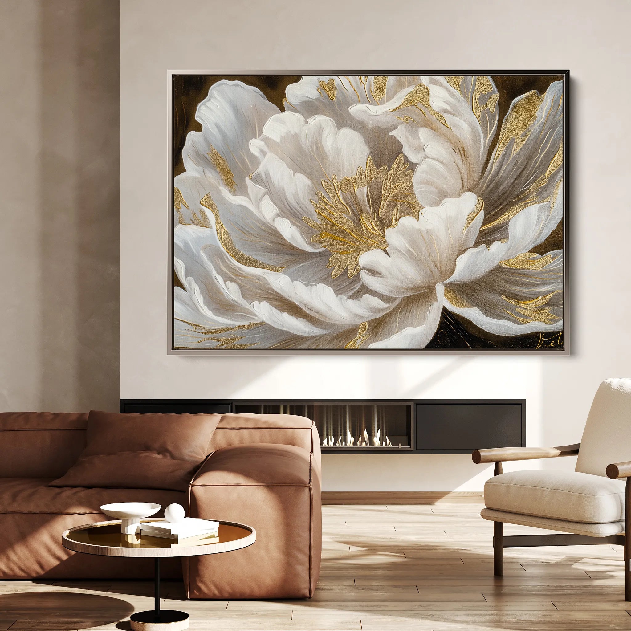 Floral 602 Canvas Art 60 x 40 cm / Black