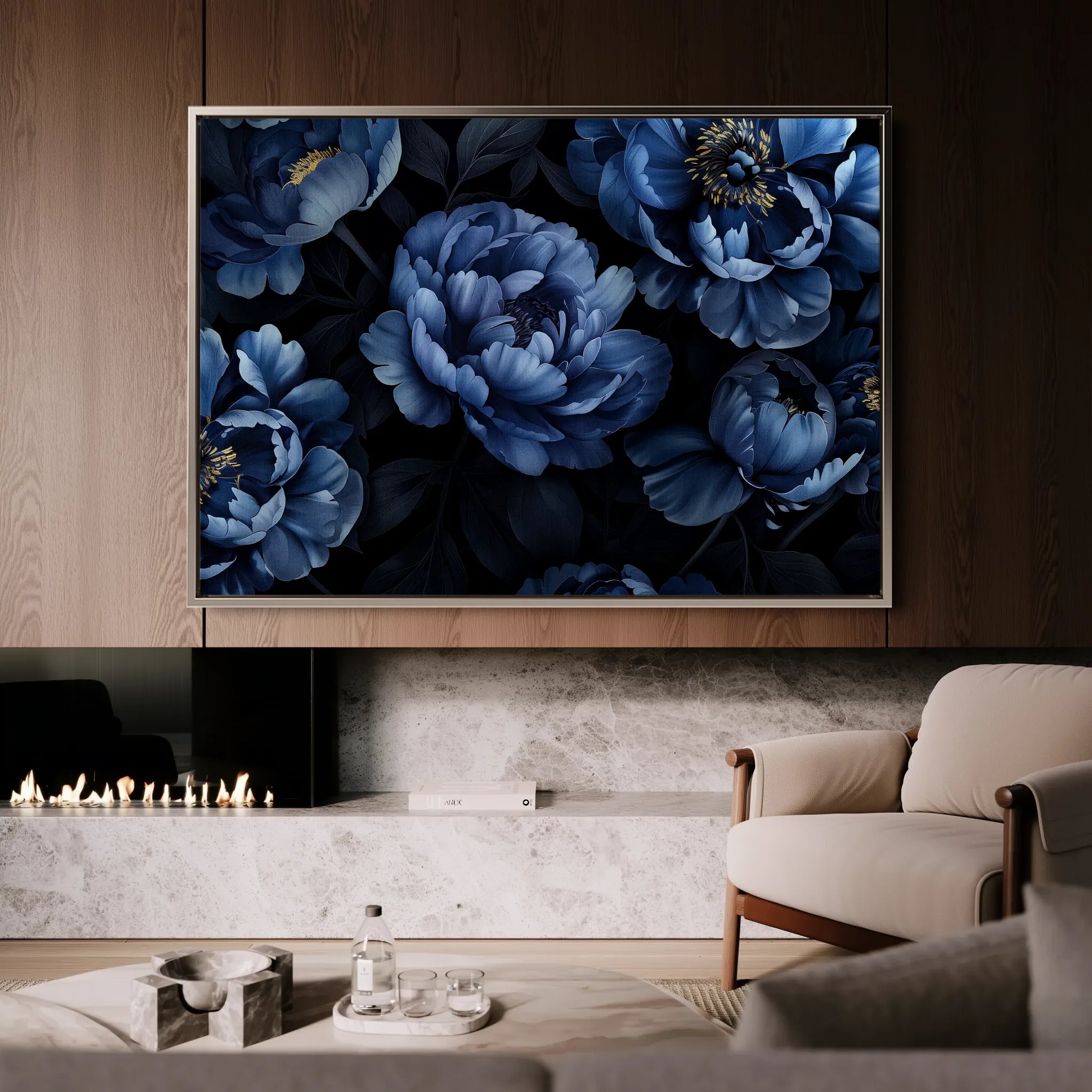 Floral 603 Canvas Art 60 x 40 cm / Black