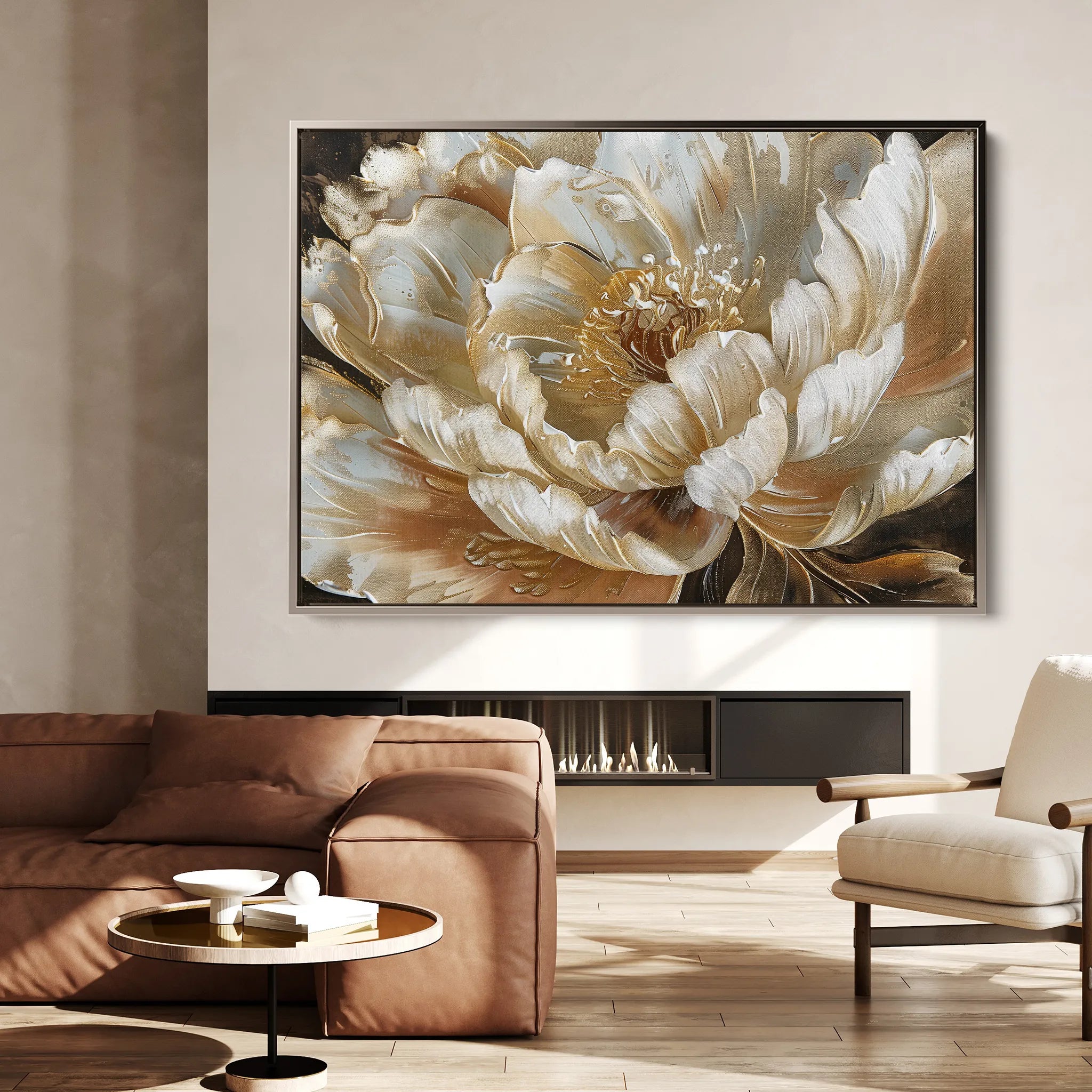 Floral 604 Canvas Art 60 x 40 cm / Black