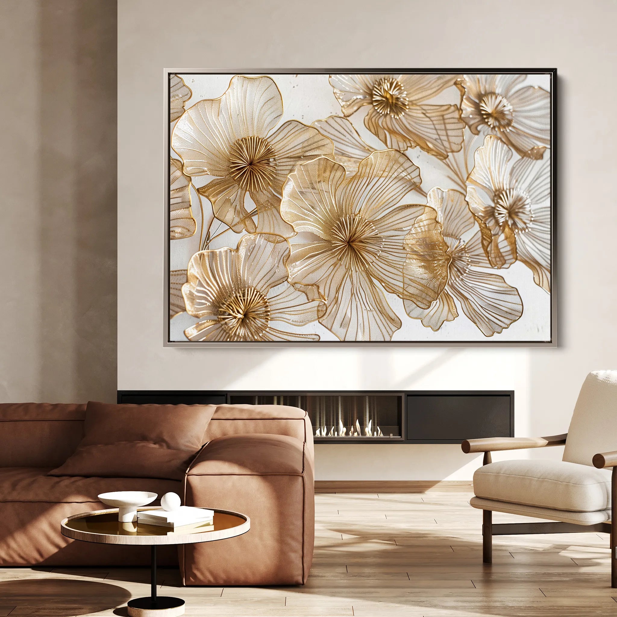 Floral 608 Canvas Art 60 x 40 cm / Black